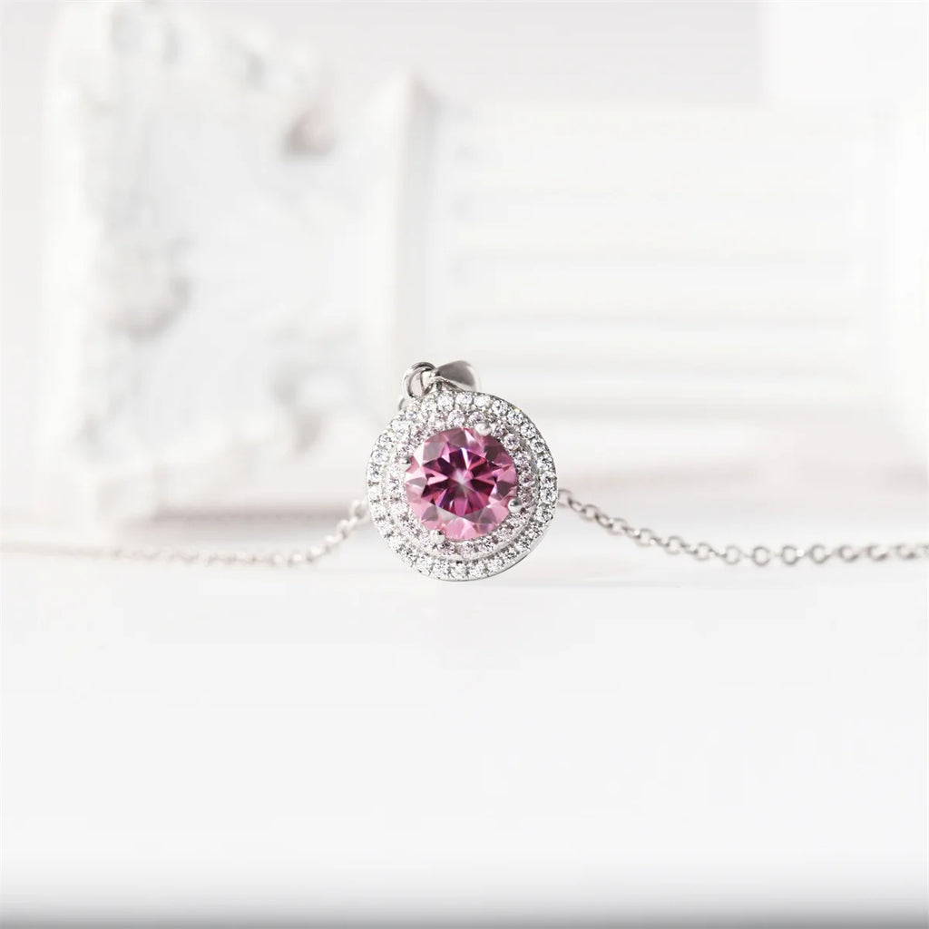 Moissanite 100% 925 Sterling Silver High-End Pink Diamond Super Luxury Pendant