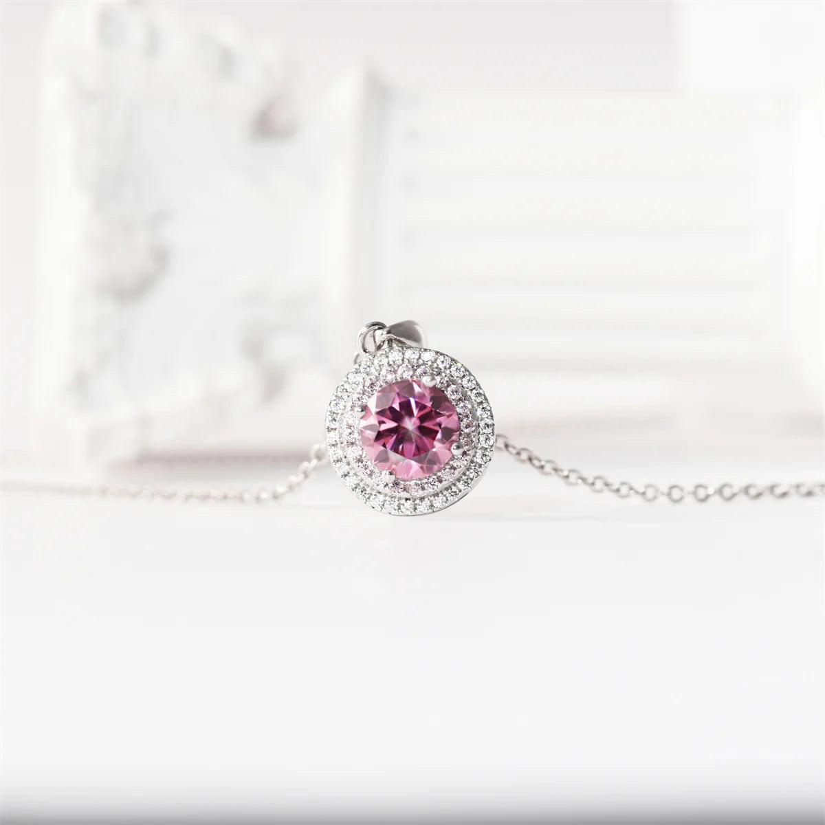 Moissanite 100% 925 Sterling Silver High-End Pink Diamond Super Luxury Pendant