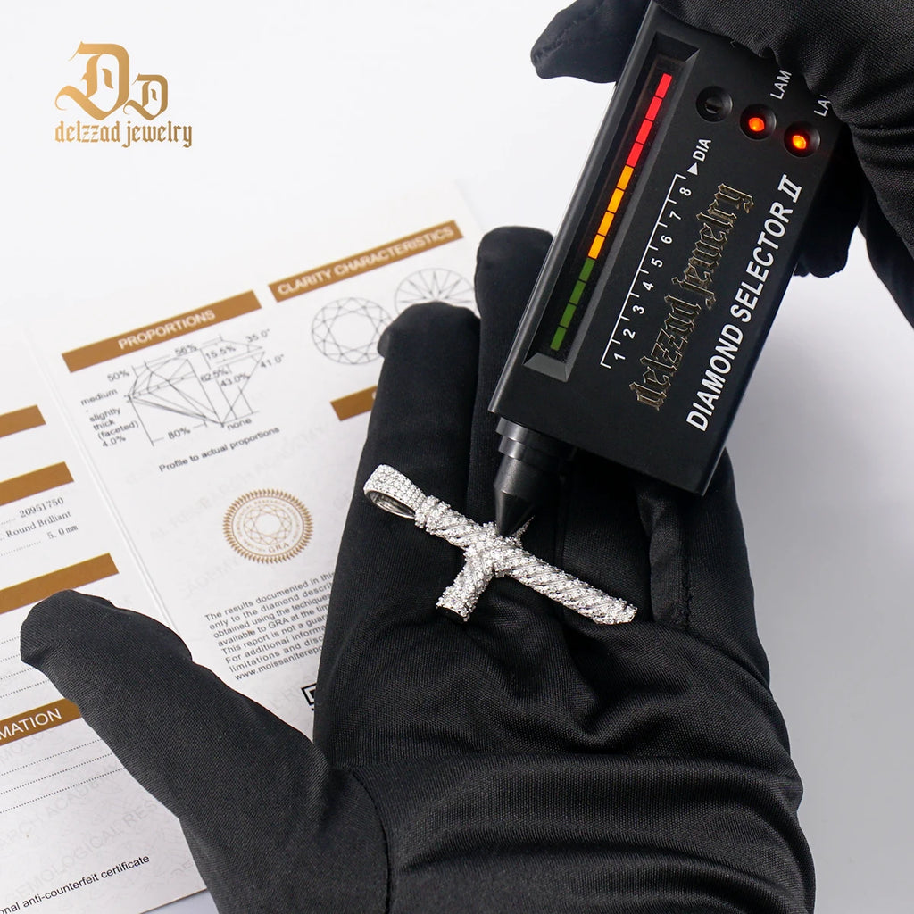 Authentic 100% S925 Sterling Silver Moissanite Screw Cross Pendant