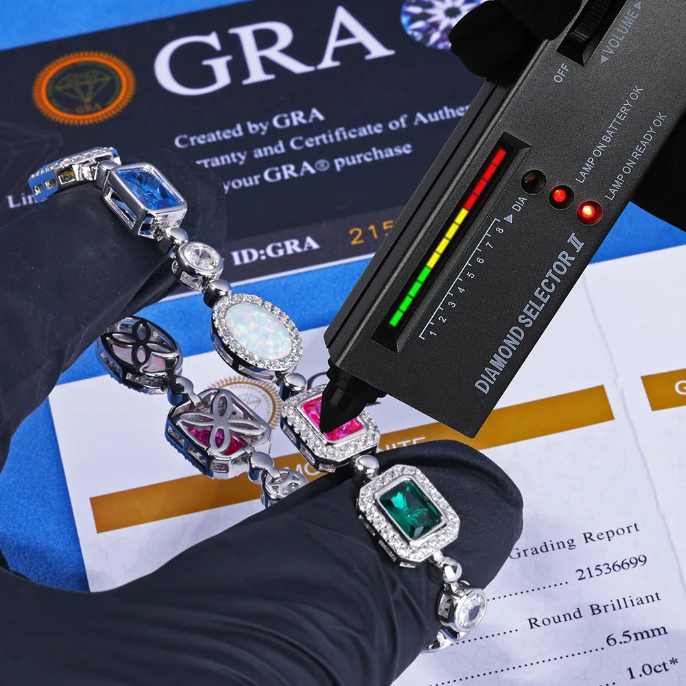 Luxury Geometric Multi-Color Moissanite Choker and Bracelet VVS JEWELRY