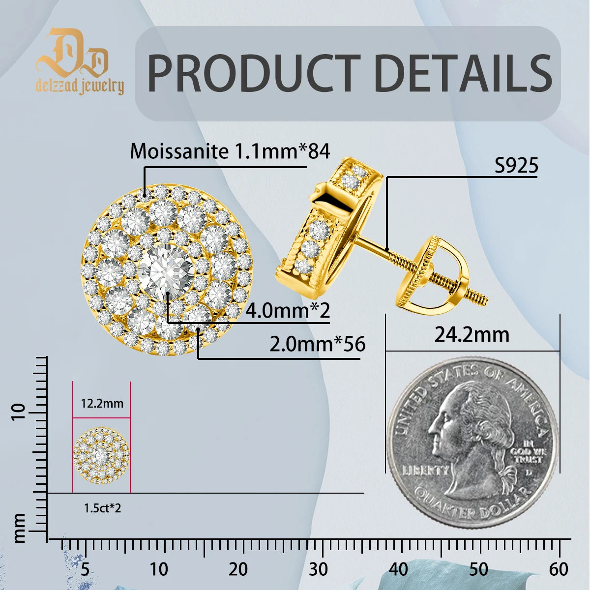 Ultimate Sparkling Arrangement Earrings of D-Moissanite S925 Sterling Silver