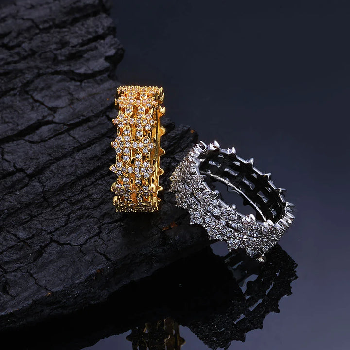 ESKEEM Cross Finger Ring Hip Hop Jewelry Ice Out Prong Setting AAAAA CZ Diamond Cuban Ring for Him Her