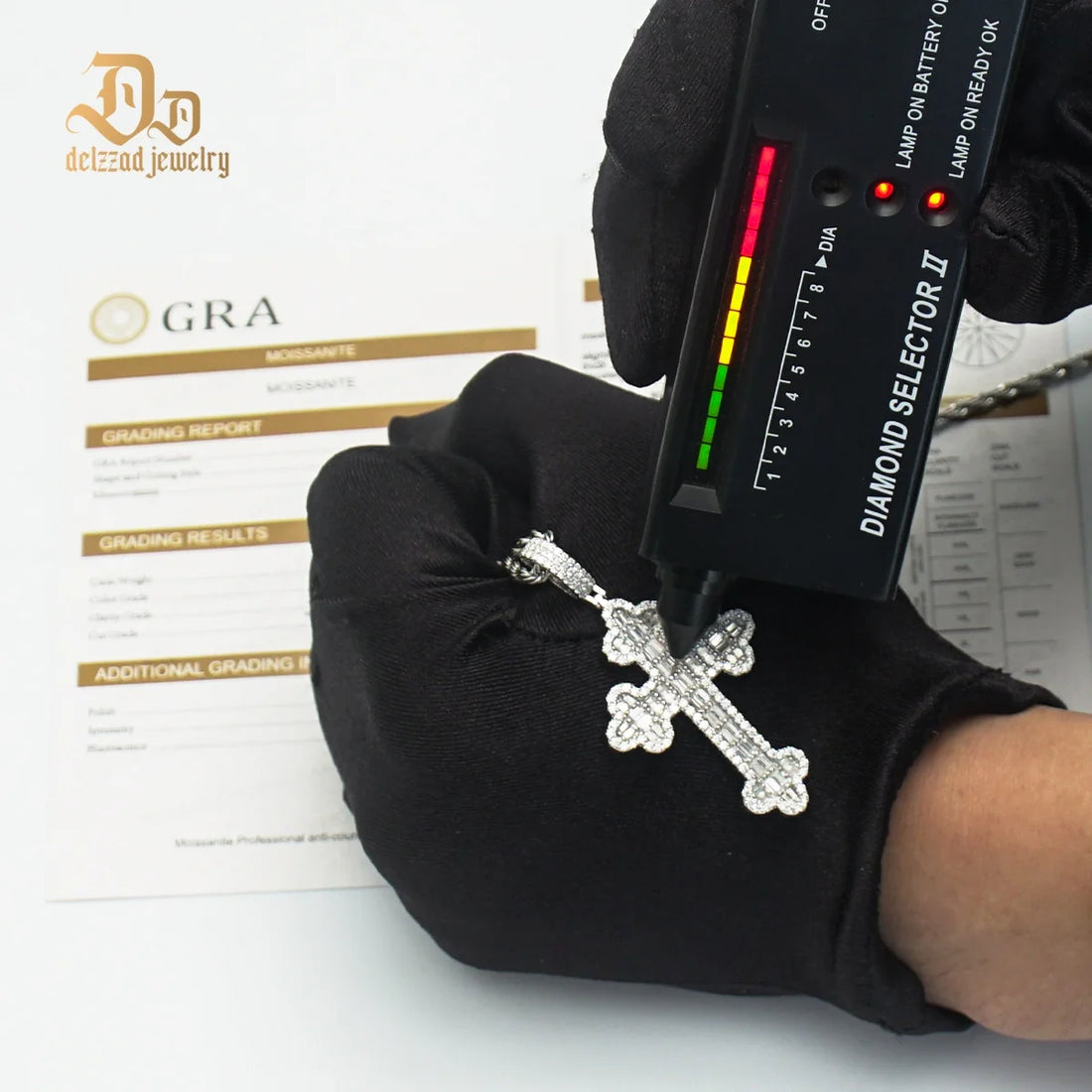 Delzzad 100% S925 Sterling Silver Moissanite Plant Petal Cross Pendant Unisex Shiny High-end Luxury Jewelry Anniversary Party