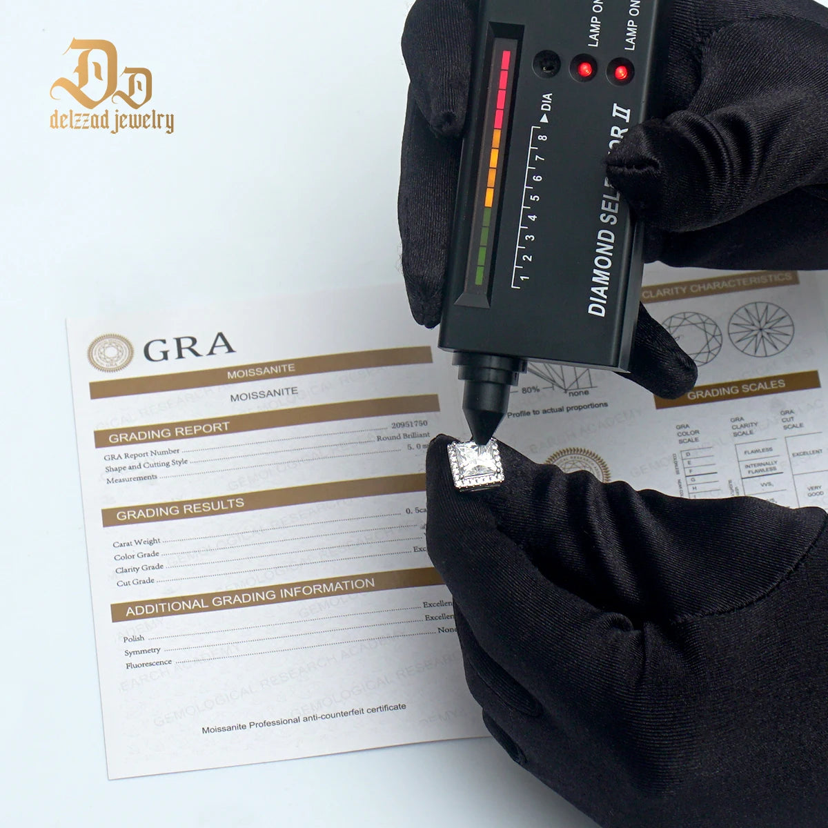 0.5-3ct 100% S925 Sterling Silver Square Moissanite Brilliant Earrings