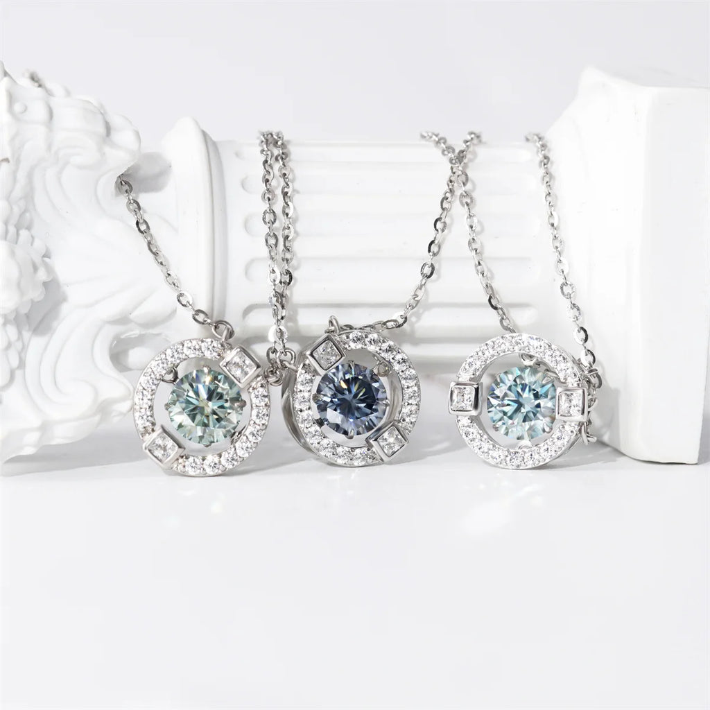 Delzzad Moissanite 100% S925 Sterling Silver Smart Sparkle Pendant for Women Luxury Fashion Luxurious Exquisite Jewelry Gifts