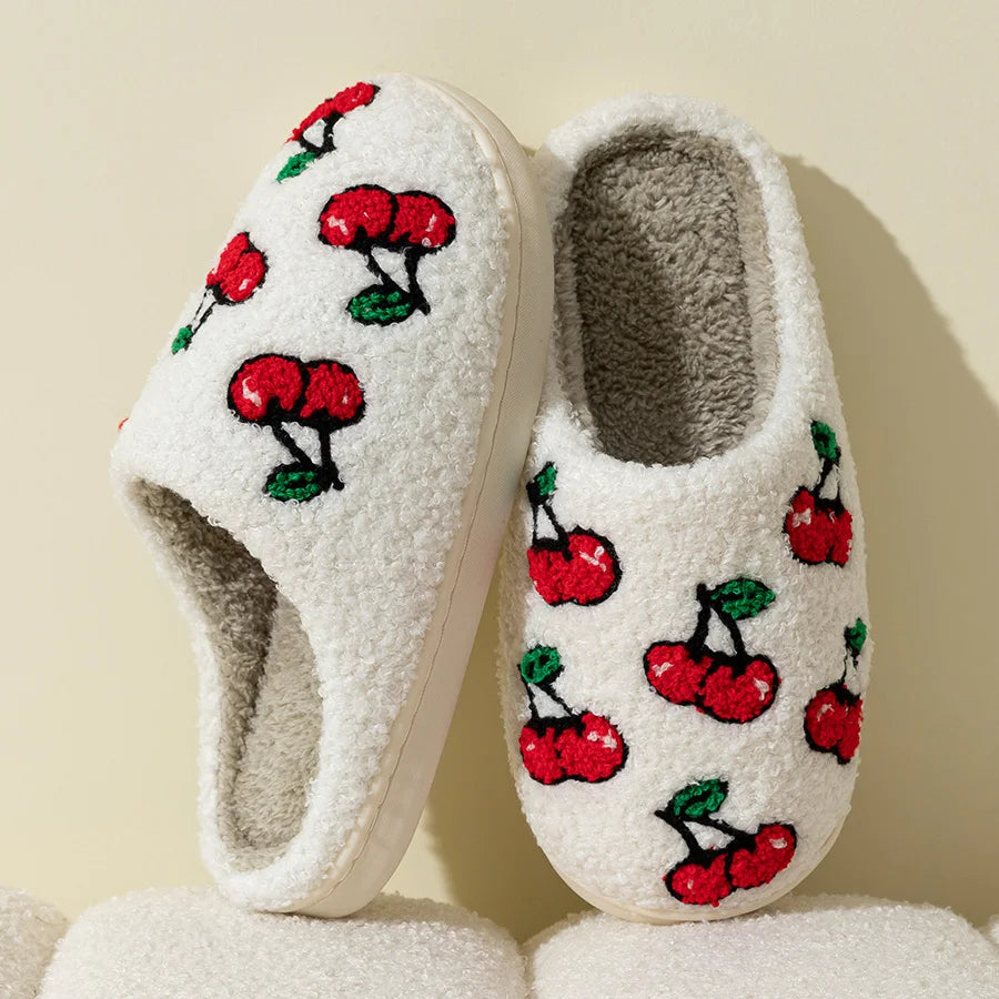 Cute Little Fluffy Cherry Slippers for Women
