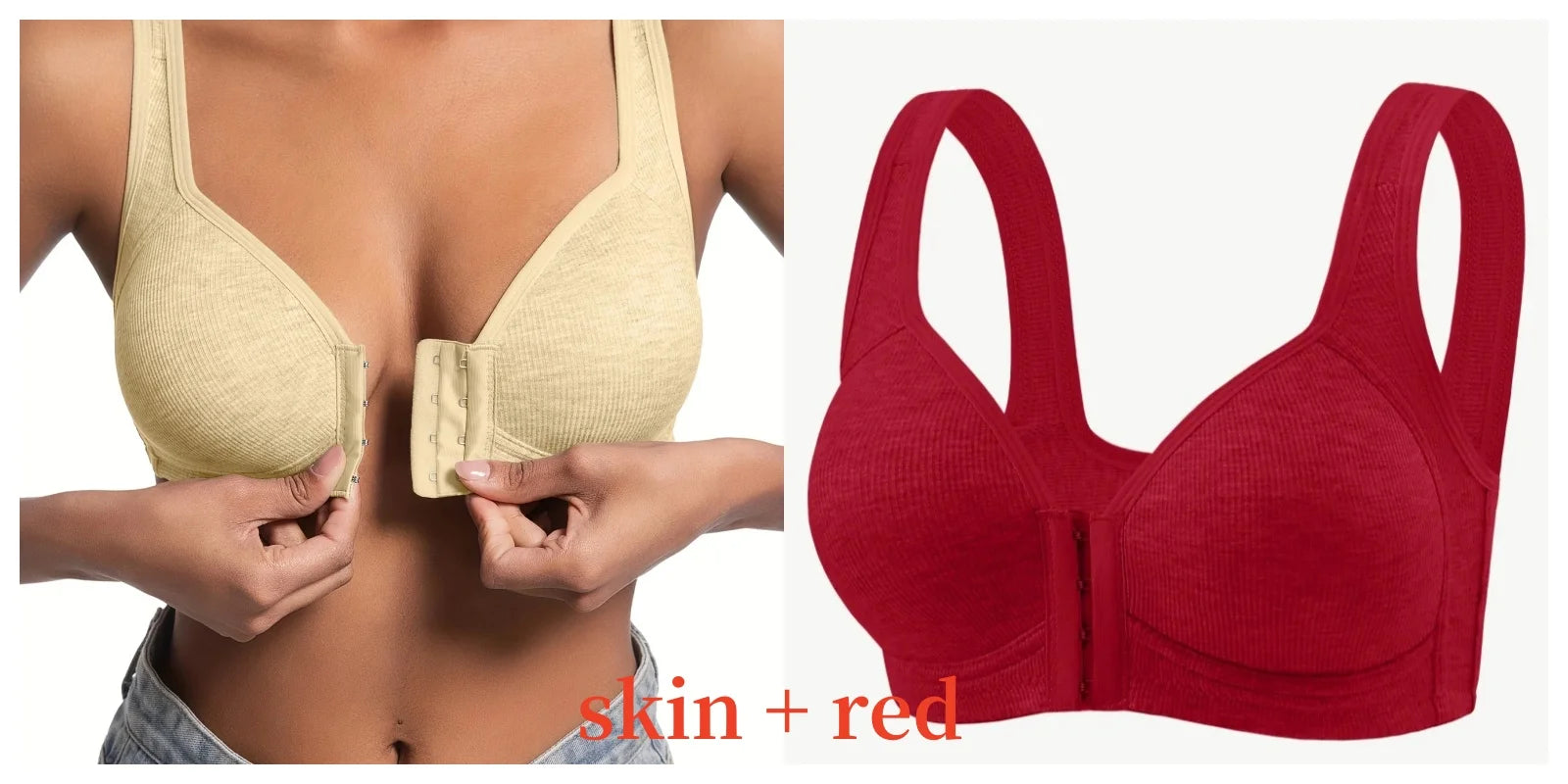 Women's Wire-Free Front Closure Solid Color Bra with Full Coverage