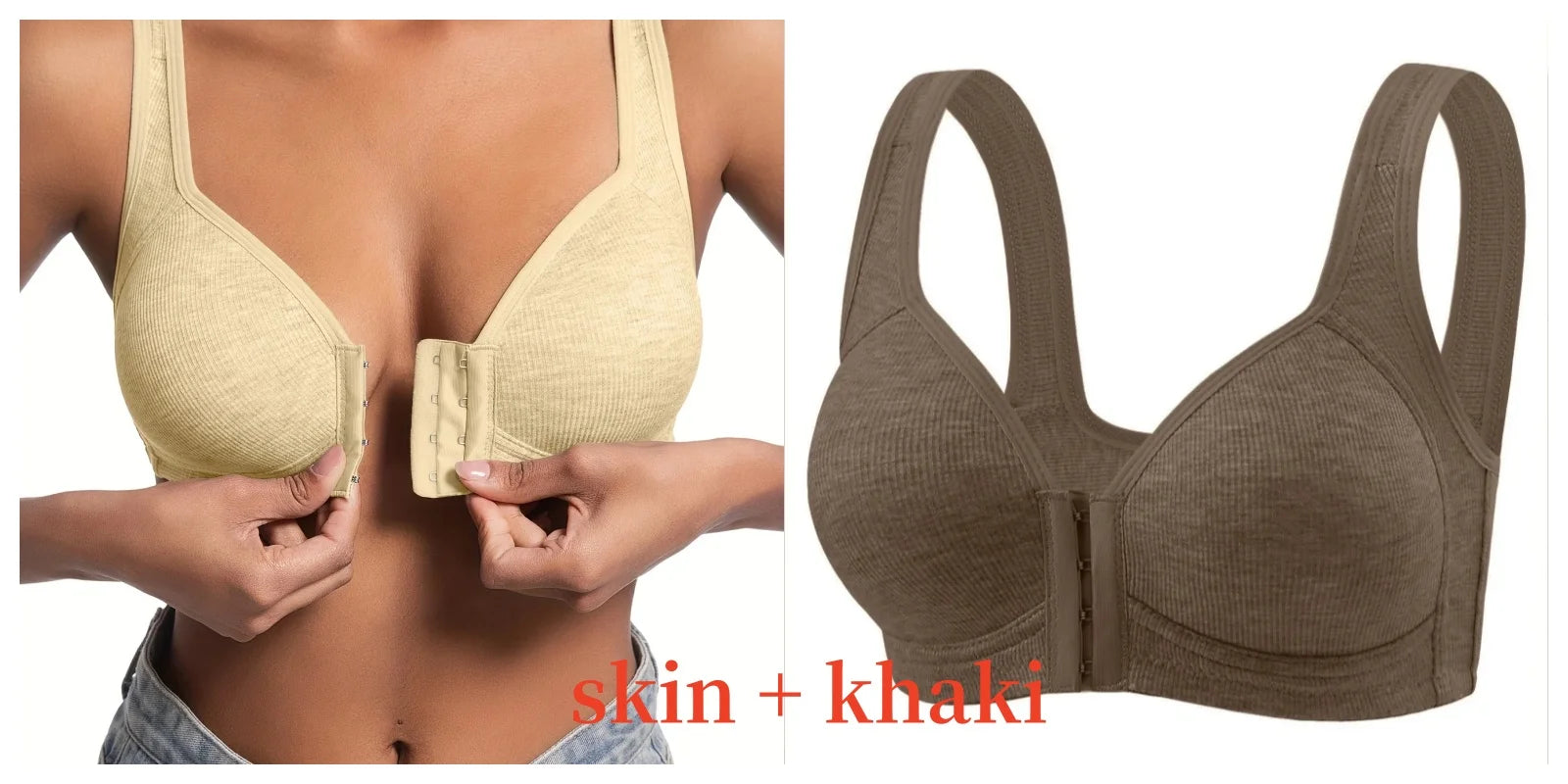 Women's Wire-Free Front Closure Solid Color Bra with Full Coverage