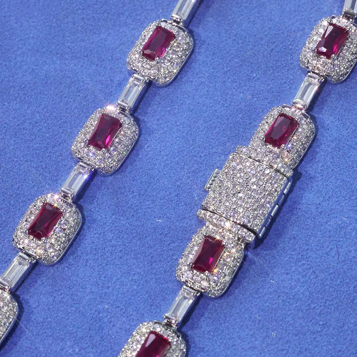 Silver Plated Red Diamond Gemstone Bracelet