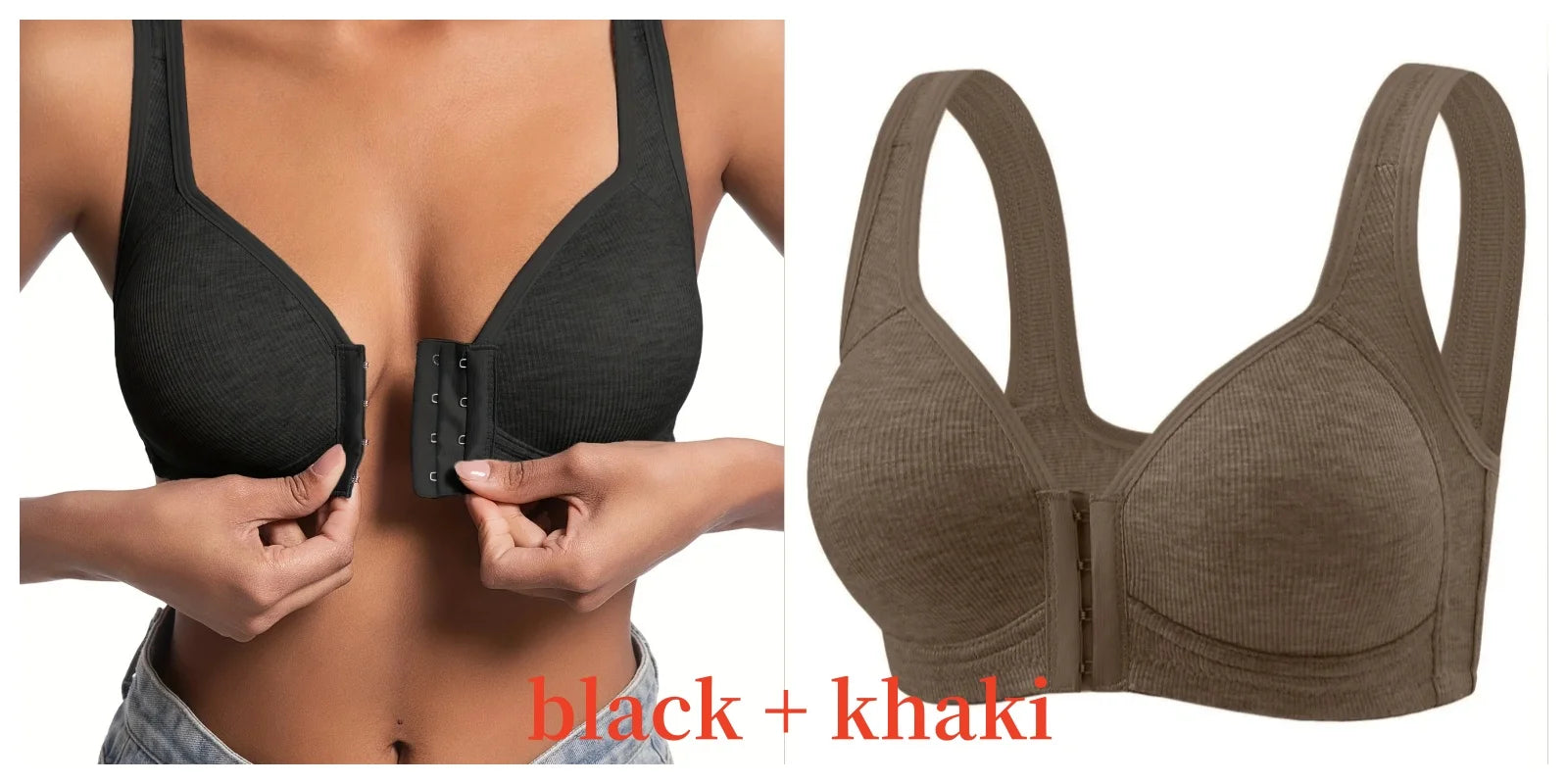 Women's Wire-Free Front Closure Solid Color Bra with Full Coverage