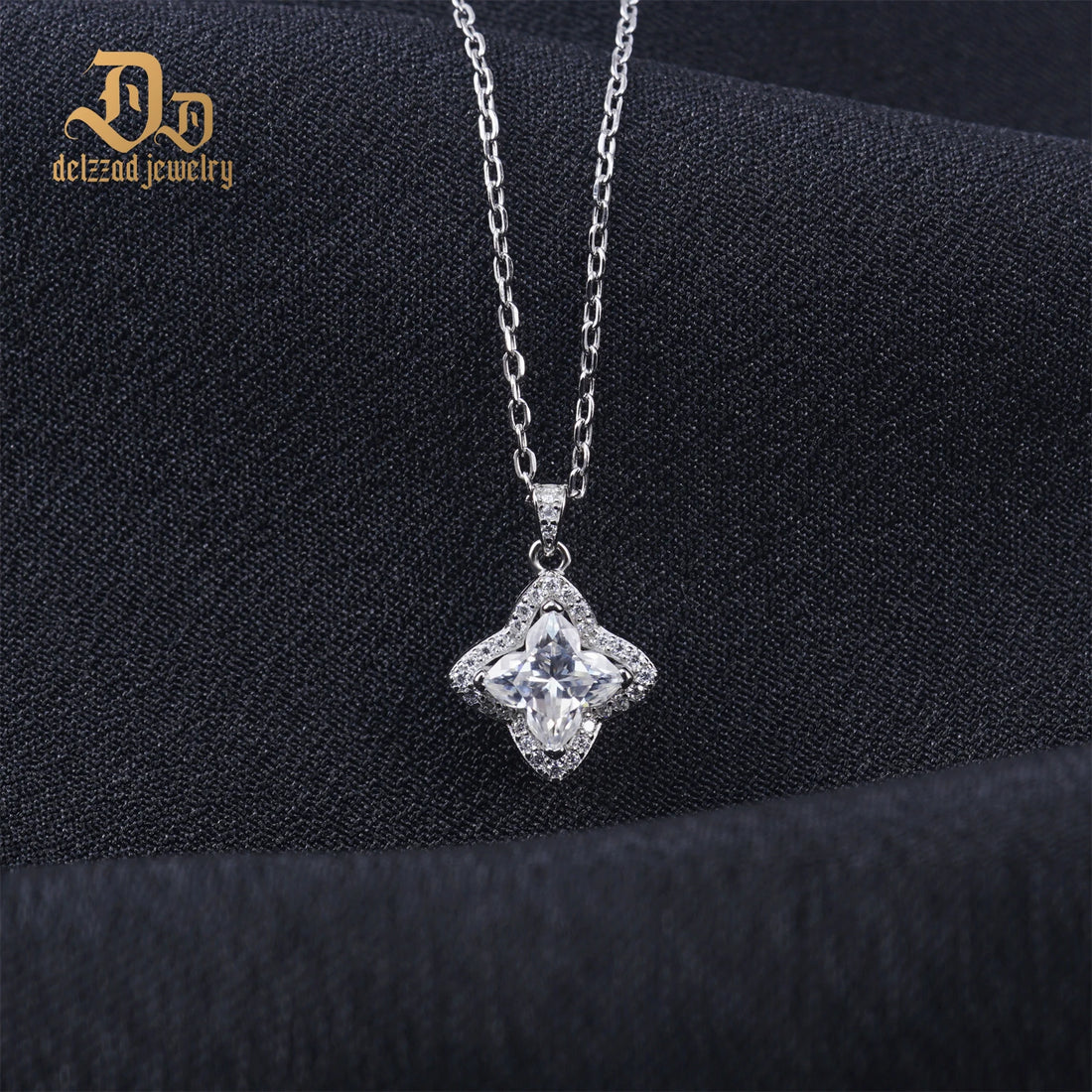 100% S925 Sterling Silver Plant Flower Moissanite Women's Necklace