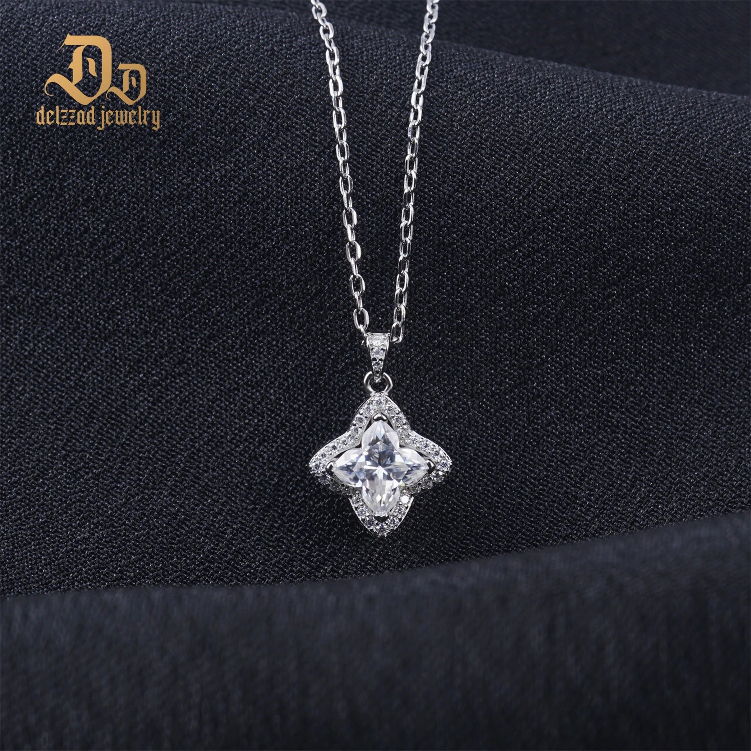 100% S925 Sterling Silver Plant Flower Moissanite Women's Necklace Pendant