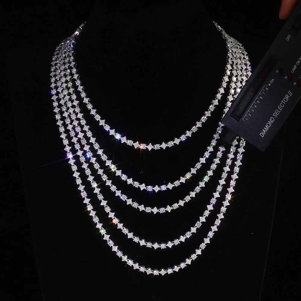 Esteemed Sterling Silver VVS Moissanite Iced Out Tennis Chain and Bracelet