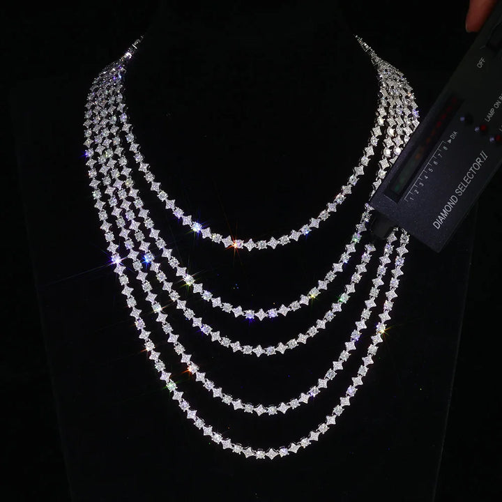 Esteemed Sterling Silver VVS Moissanite Iced Out Tennis Chain and Bracelet