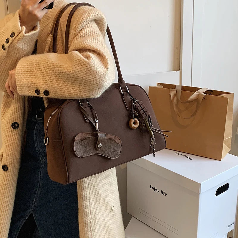 Big Size Suede Bowling Bag