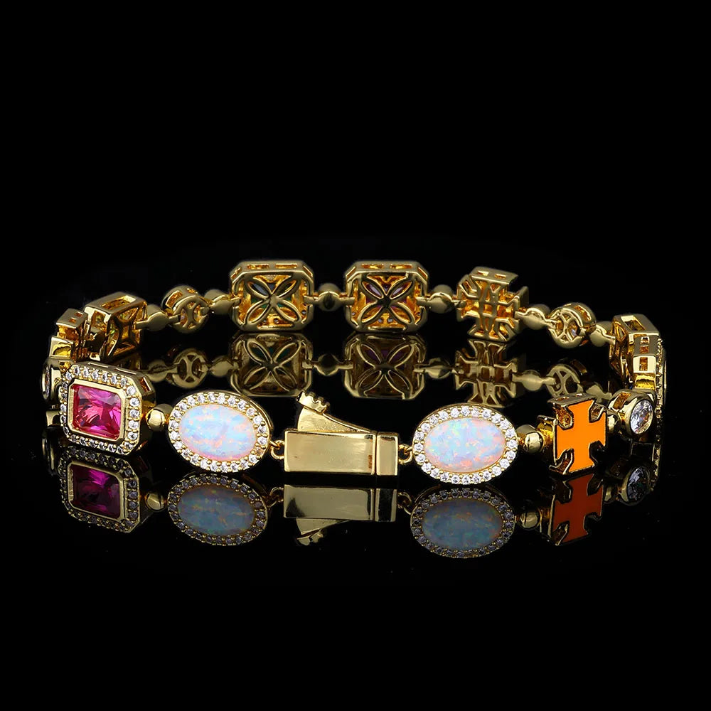 Luxury Geometric Multi-Color Moissanite Choker and Bracelet VVS JEWELRY