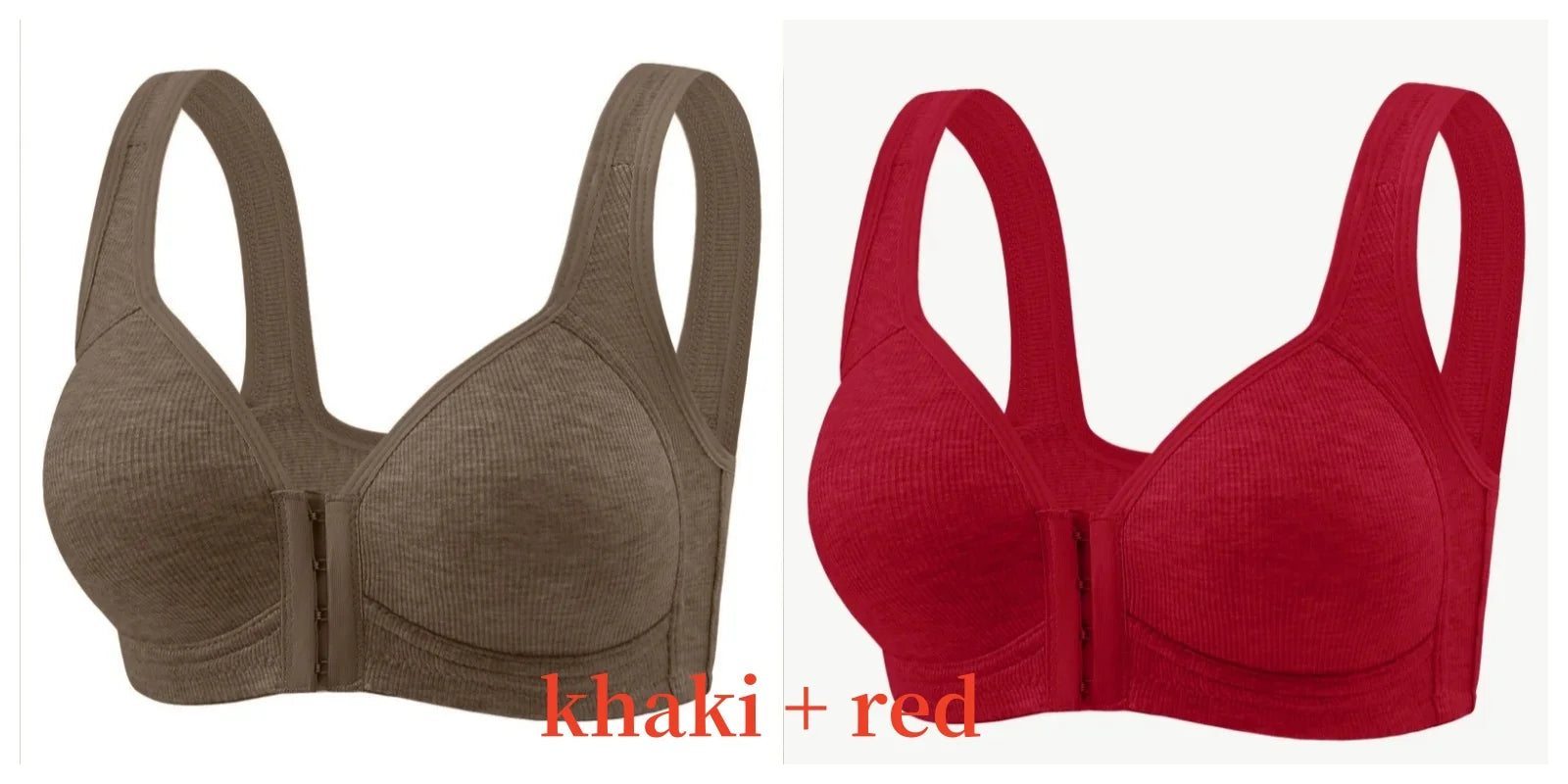 Women's Wire-Free Front Closure Solid Color Bra with Full Coverage