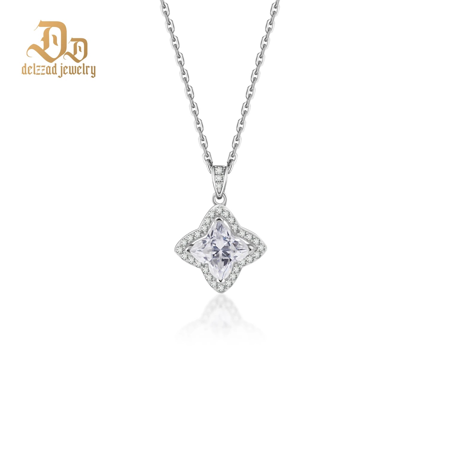 100% S925 Sterling Silver Plant Flower Moissanite Women's Necklace Pendant