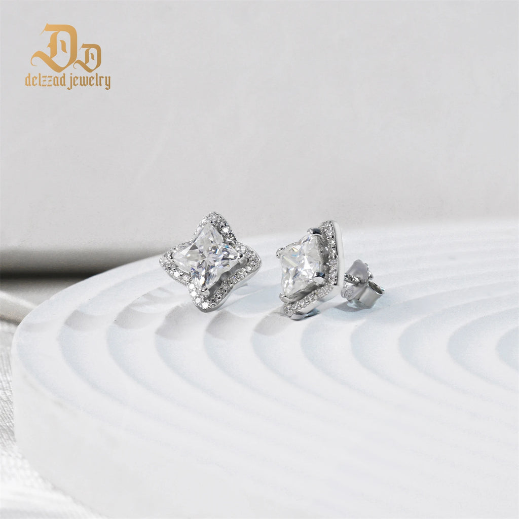 2025 New Delzzad 100% S925 Sterling Silver Micro-Inlaid Plant Series Earrings Classic Luxury Fine Jewelry Engagement Party Gifts
