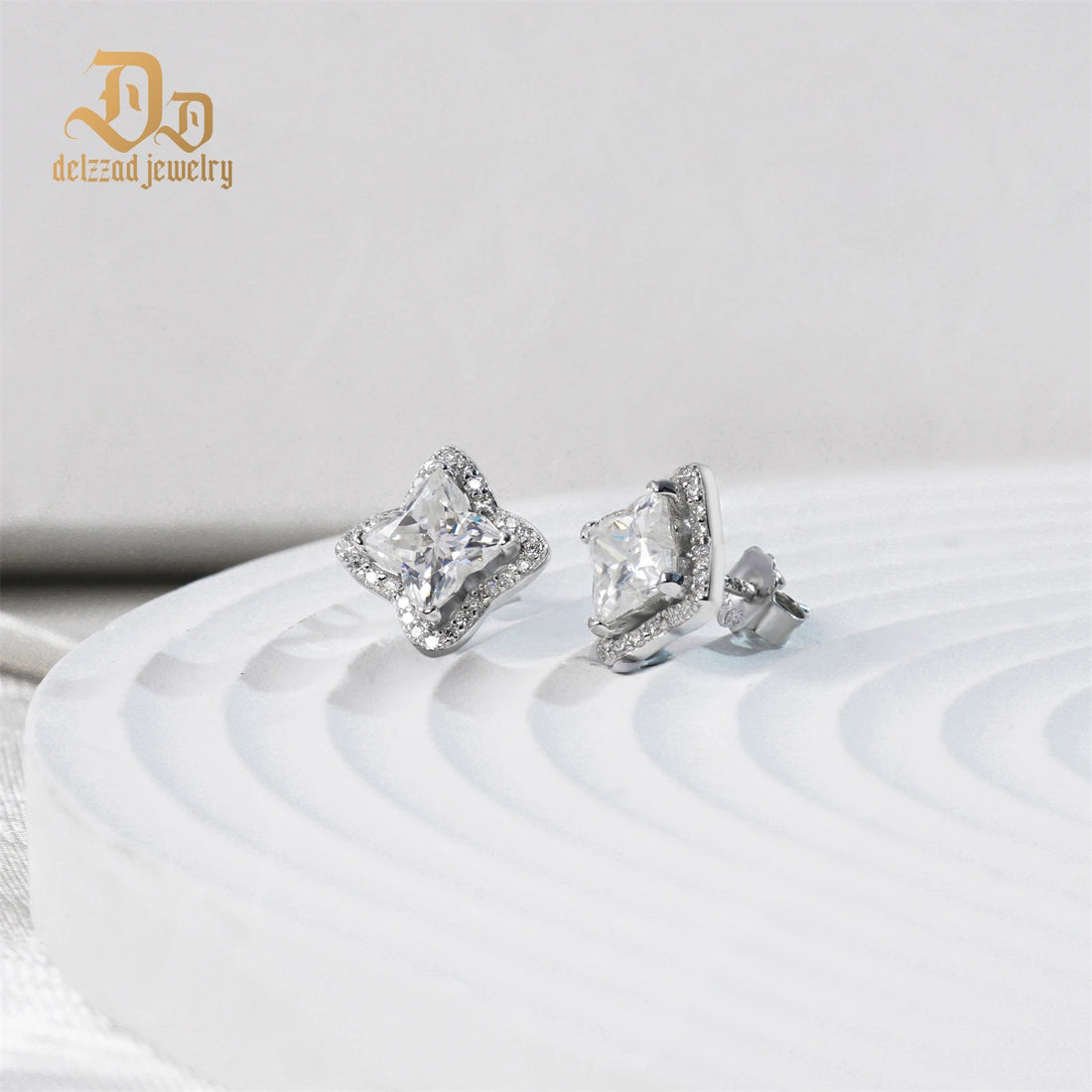 2025 New Delzzad 100% S925 Sterling Silver Micro-Inlaid Plant Series Earrings Classic Luxury Fine Jewelry Engagement Party Gifts