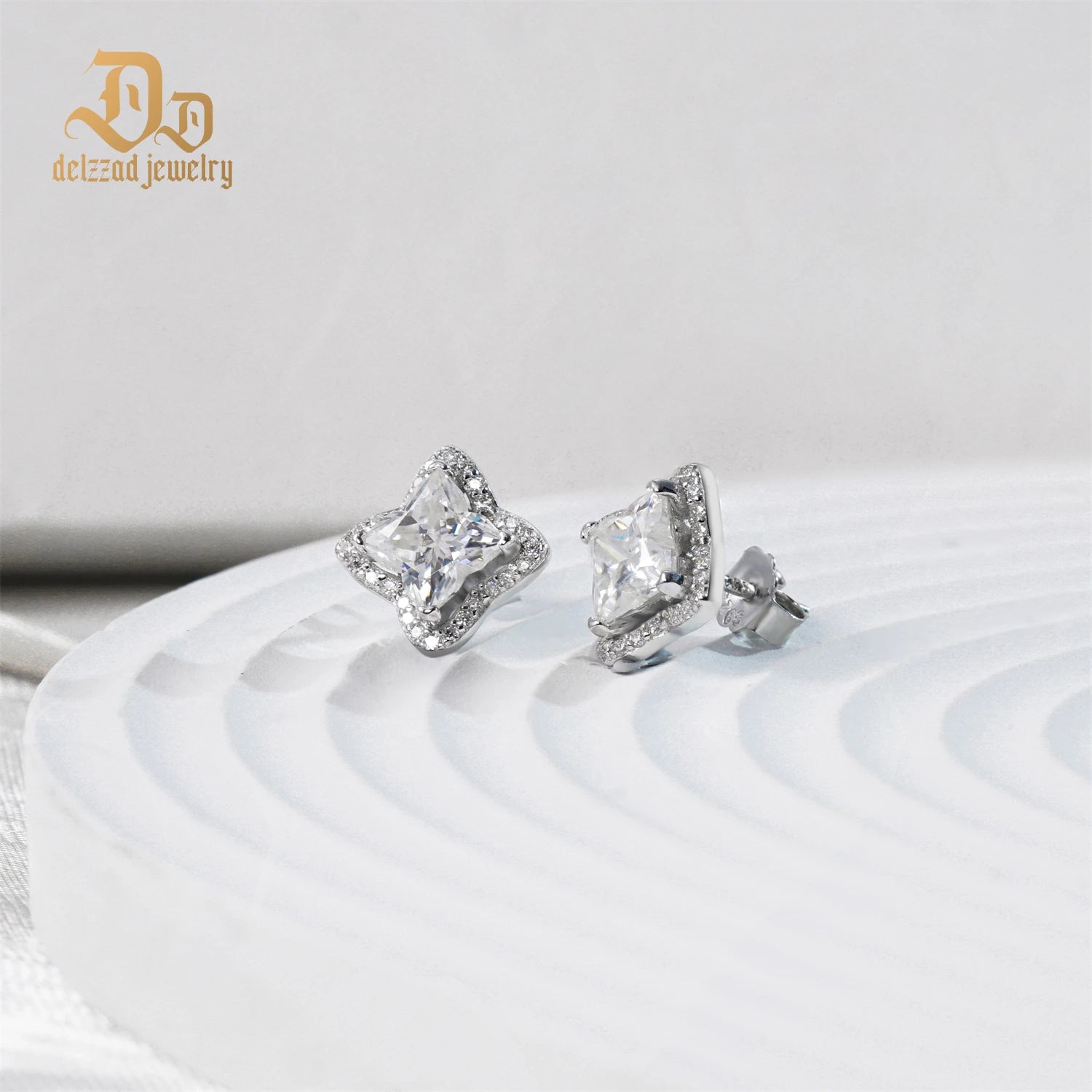 2025 New Delzzad 100% S925 Sterling Silver Micro-Inlaid Plant Series Earrings Classic Luxury Fine Jewelry Engagement Party Gifts