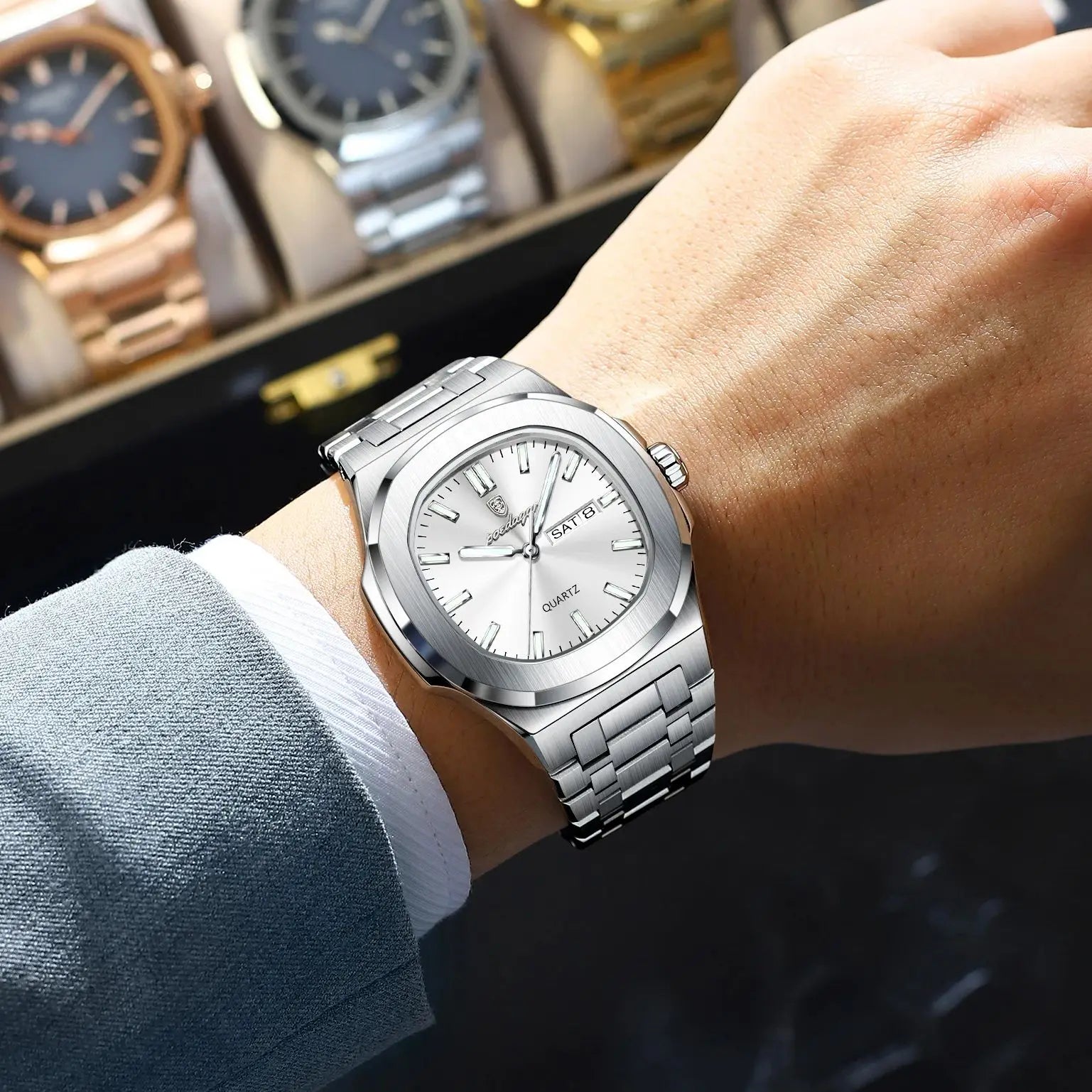 Luxury Brand Watch For Men-Waterproof Luminous Week-Date Watch