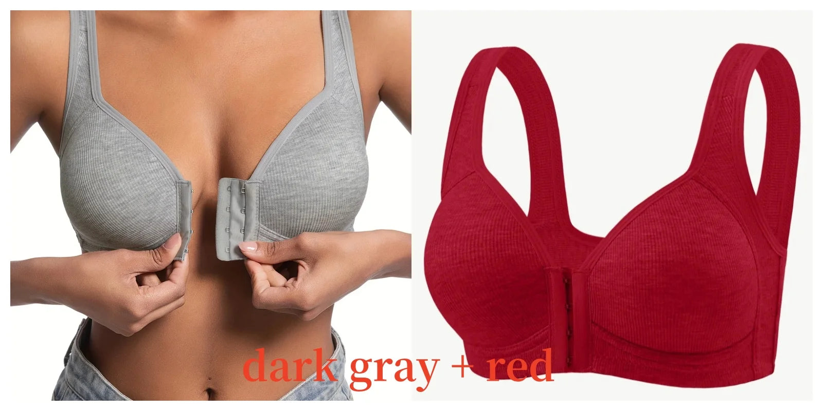 Women's Wire-Free Front Closure Solid Color Bra with Full Coverage