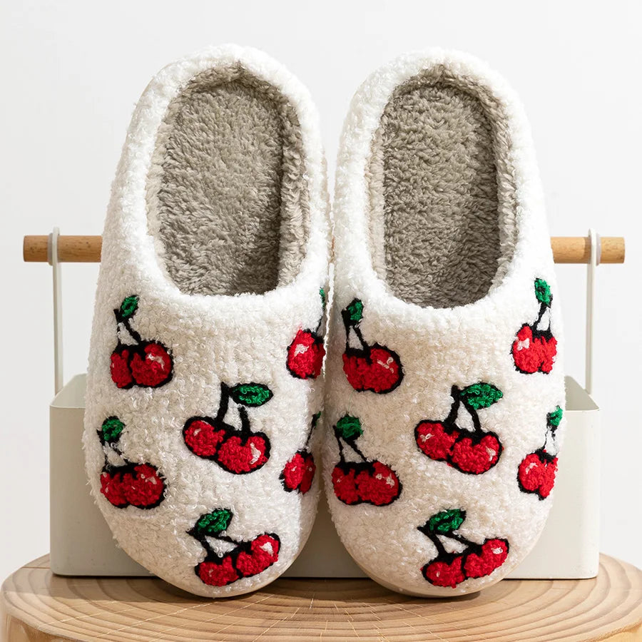 Cute Little Fluffy Cherry Slippers for Women