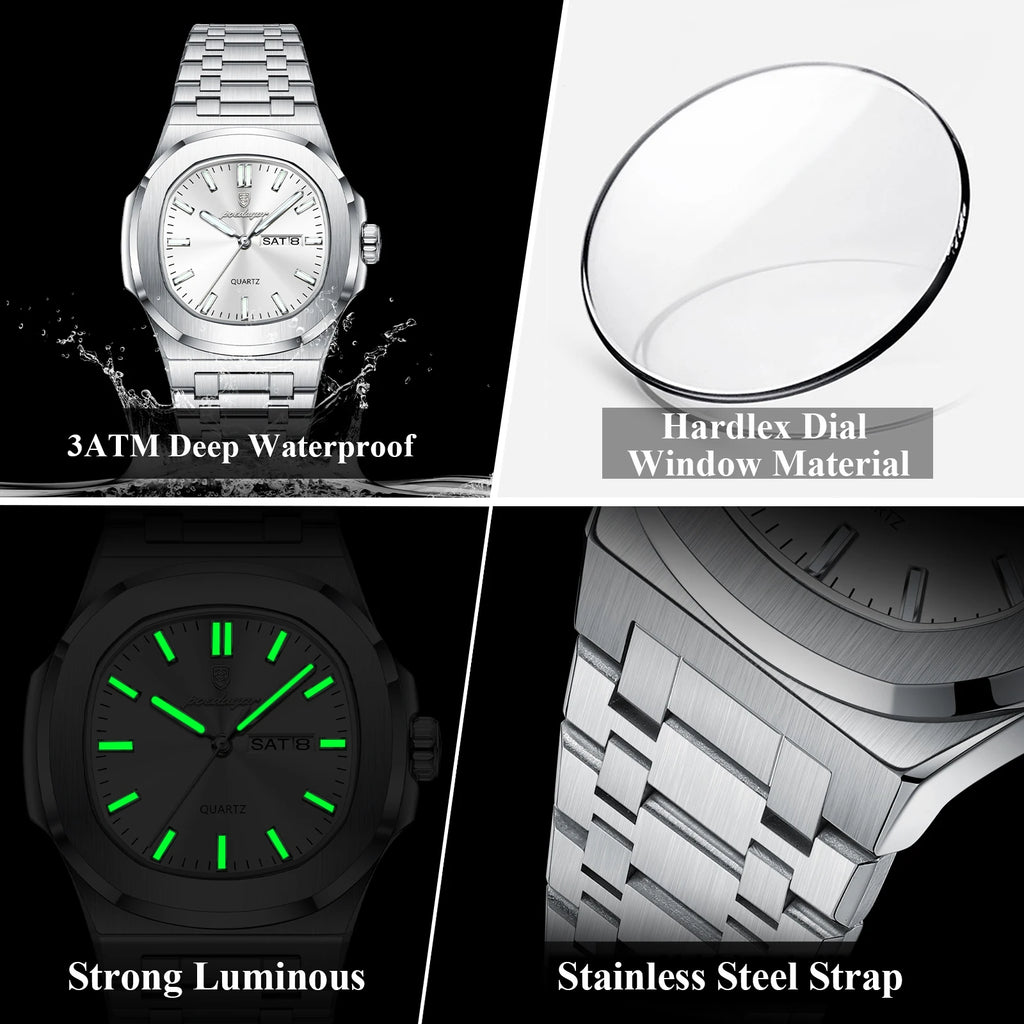 Luxury Brand Watch For Men-Waterproof Luminous Week-Date Watch
