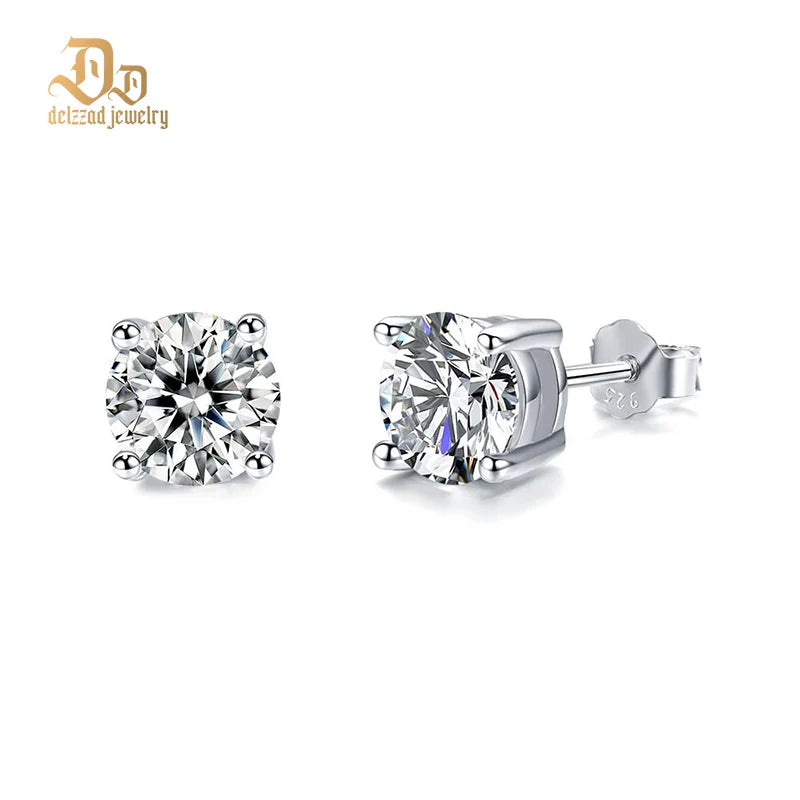 100% 925 Sterling Silver 0.1-3 Carat D-Color Moissanite Earrings for Men and Women