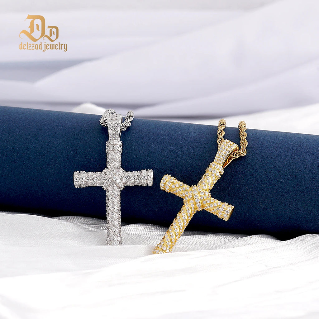 Authentic 100% S925 Sterling Silver Moissanite Screw Cross Pendant