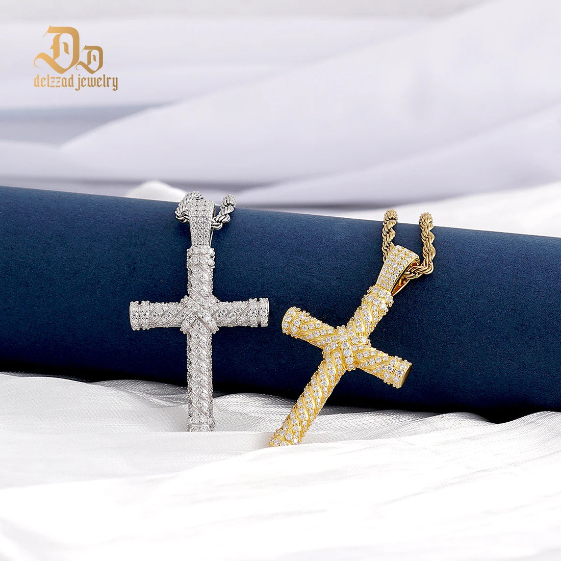 Authentic 100% S925 Sterling Silver Moissanite Screw Cross Pendant and chain