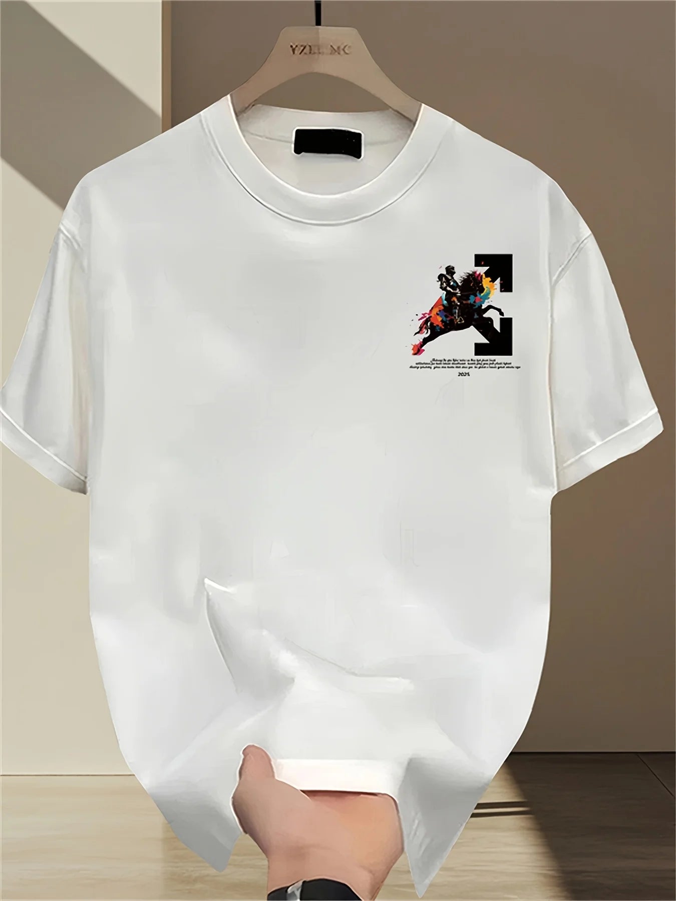 Men's summer trendy all-match T-shirt, super cool and handsome print, polyester fiber breathable fabric, casual and simple short