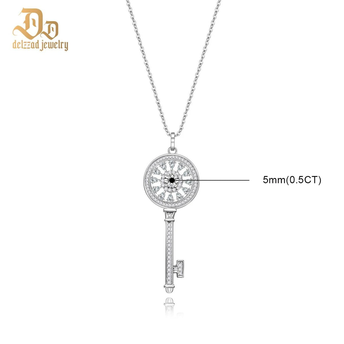 S925 Sterling Silver 0.5 Carat Necklace Key Pendant