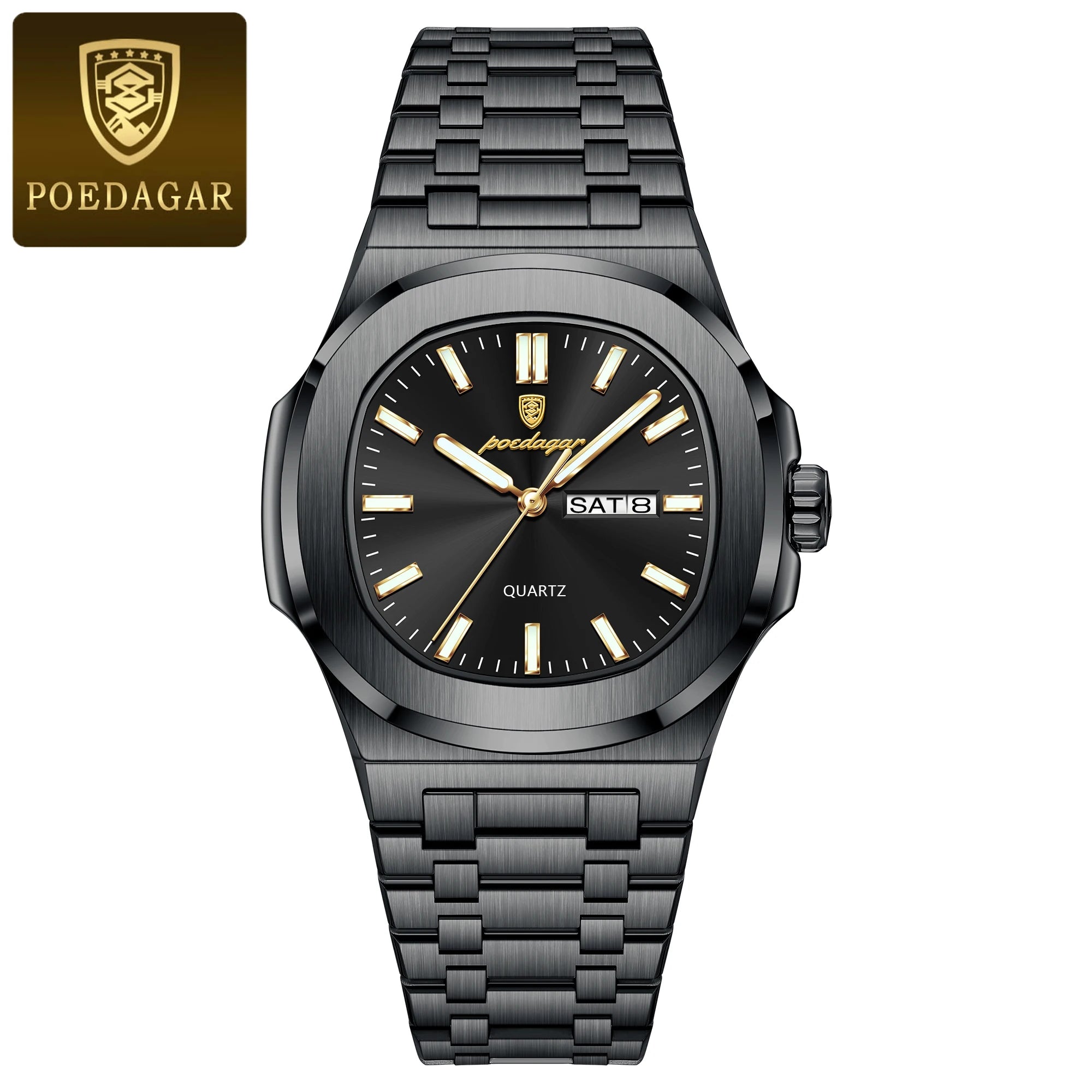 Trendy Casual Wristwatch For Men with Day-Date Stainless Steel