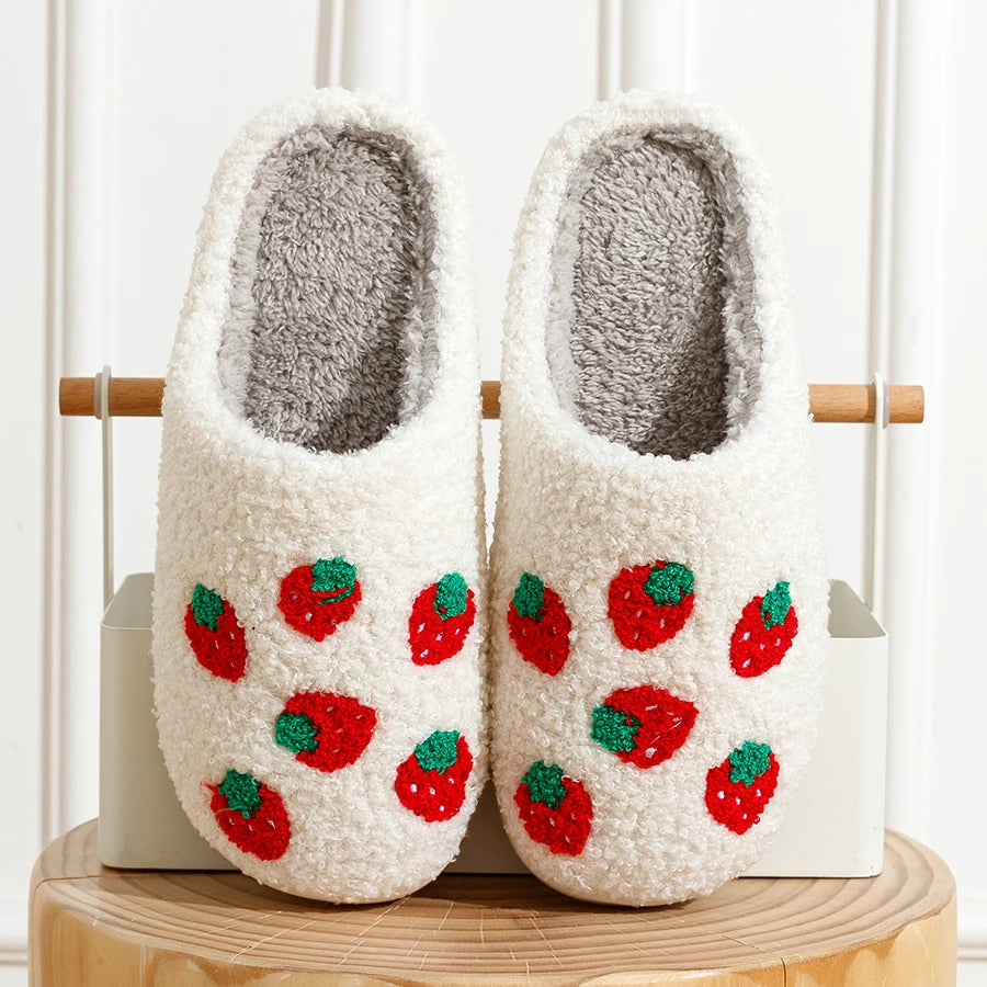 Cute Fruit Style Indoor Warm Breathable Slippers for Winter