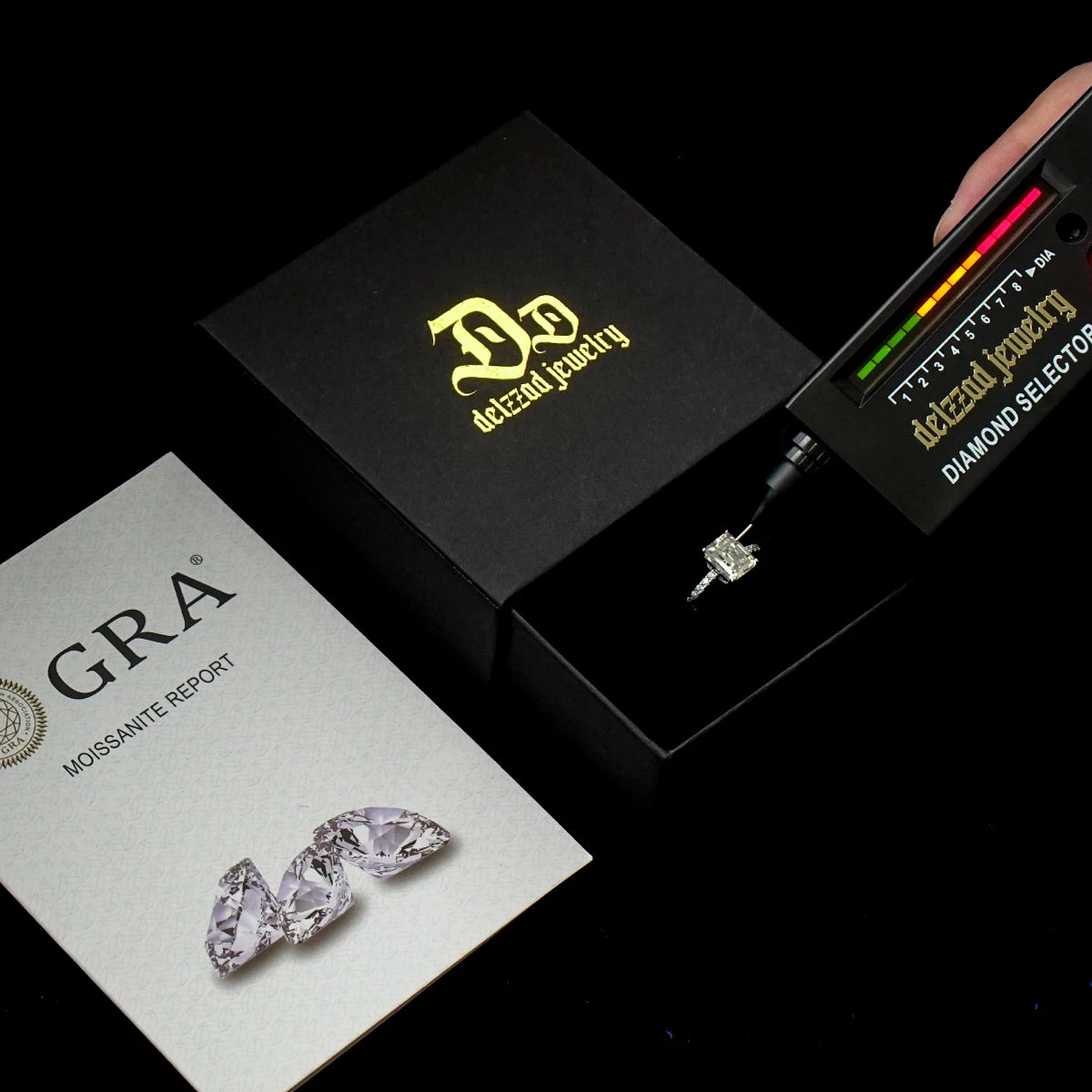 3ct 925 Sterling Silver Emerald Cut Man-Made Gemstone Ring