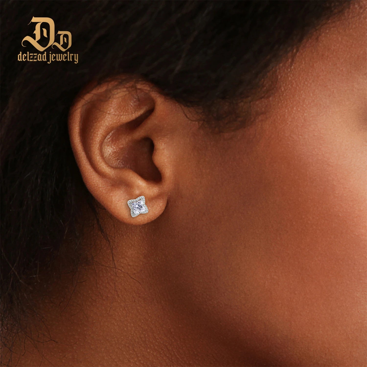 2025 New Delzzad 100% S925 Sterling Silver Micro-Inlaid Plant Series Earrings Classic Luxury Fine Jewelry Engagement Party Gifts