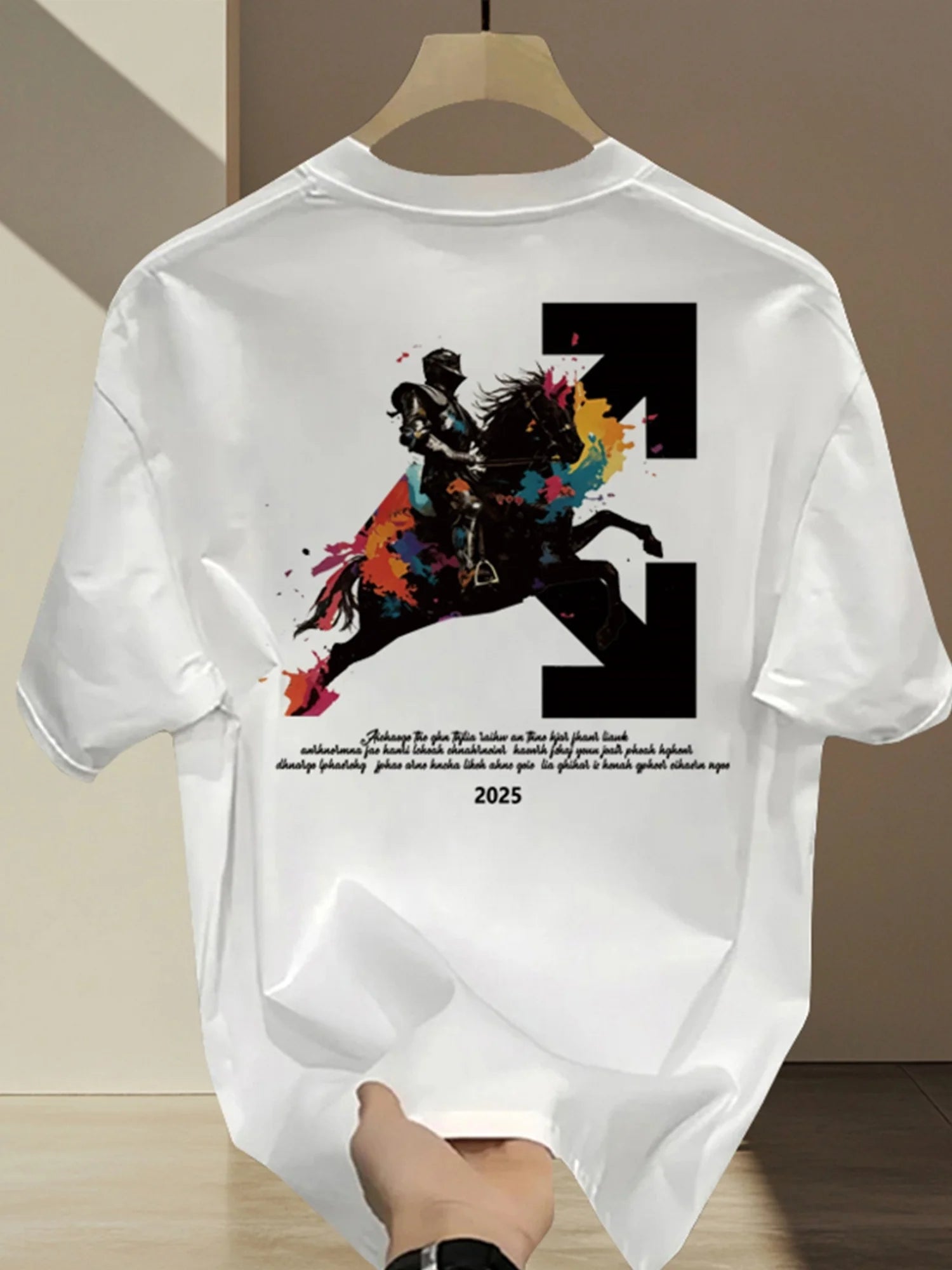 Men's summer trendy all-match T-shirt, super cool and handsome print, polyester fiber breathable fabric, casual and simple short