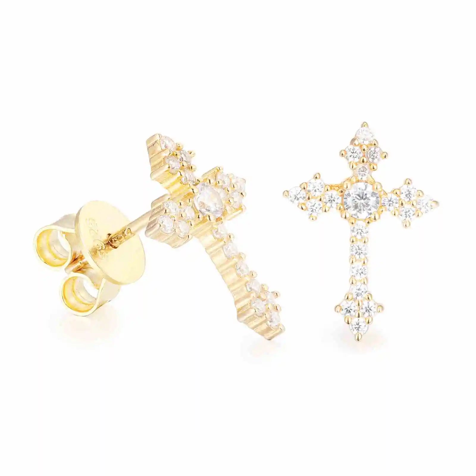 Moissanite Stud Earrings 0.1 Carat Shining Cross