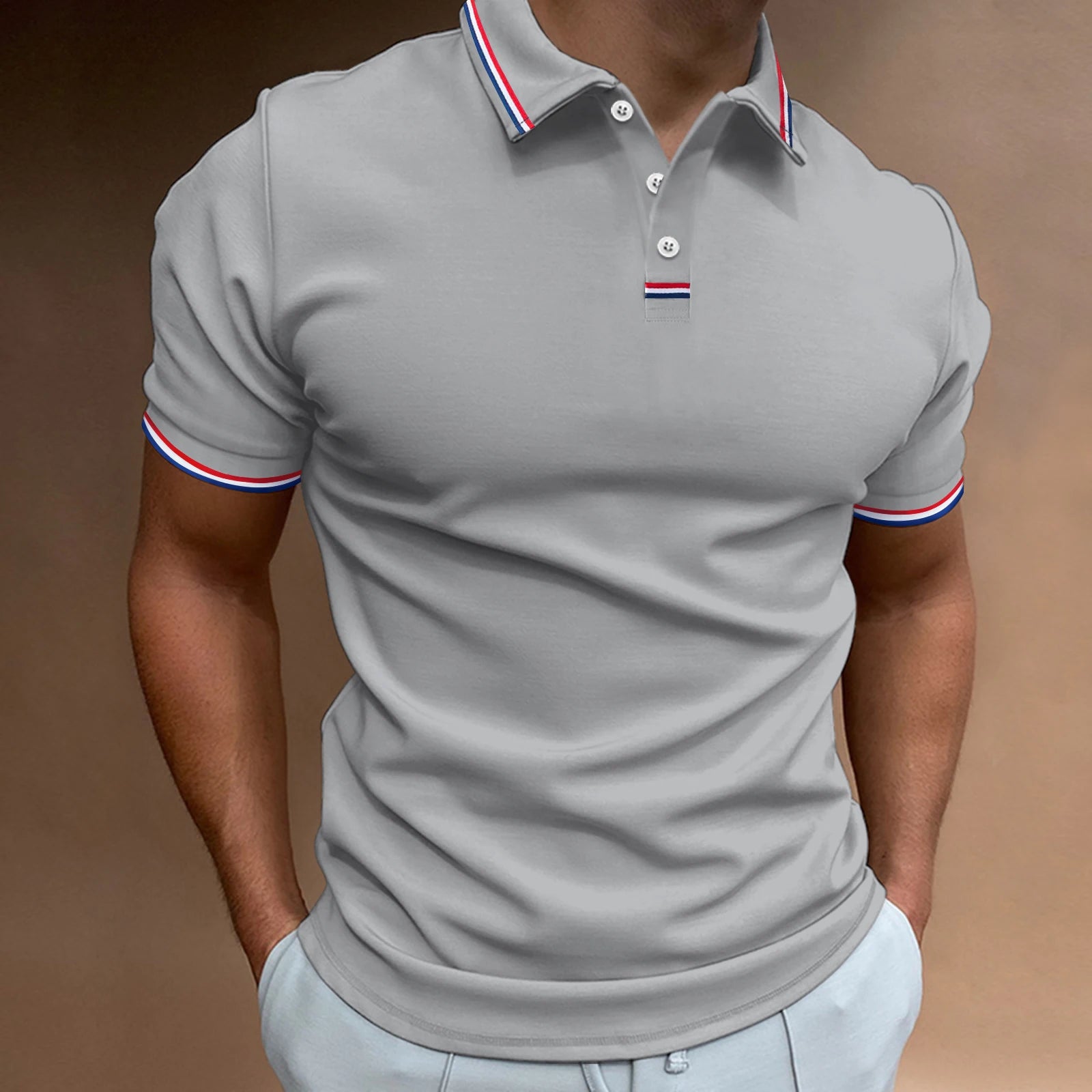 2025 new stretch solid color summer thin quick-drying short-sleeved lapel POLO shirt
