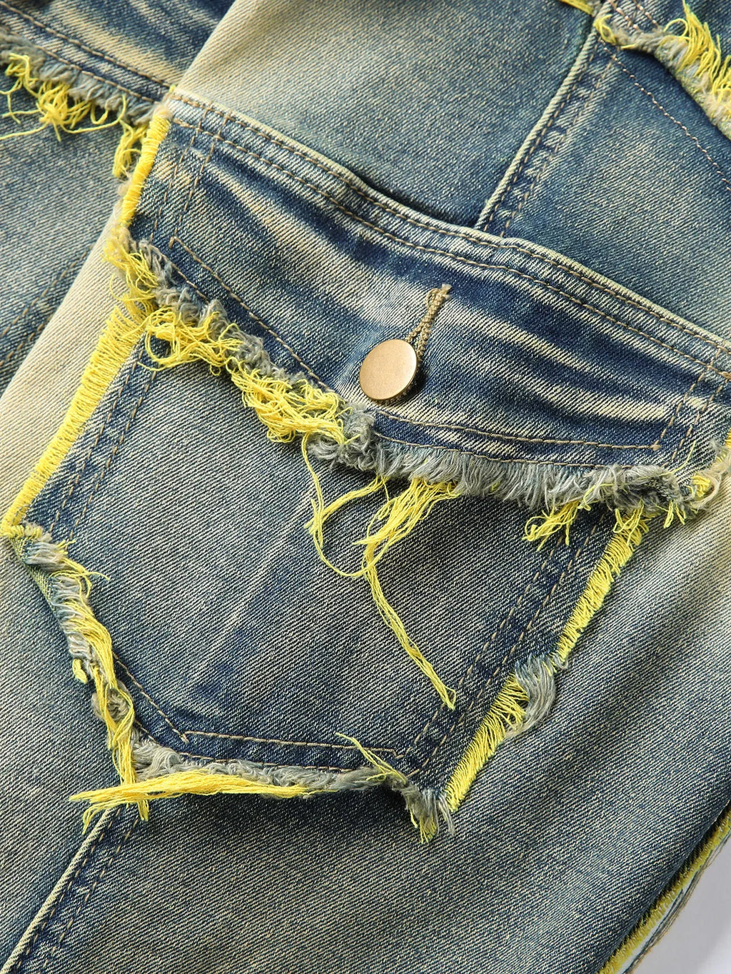 Ripped Stacked Distressed Slim Straight Leg Jeans