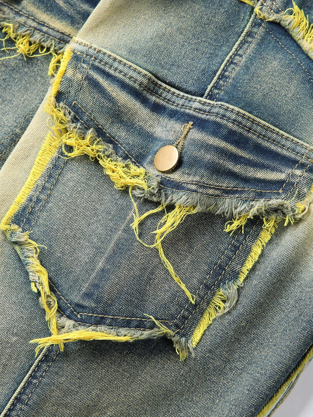 Ripped Stacked Distressed Slim Straight Leg Jeans