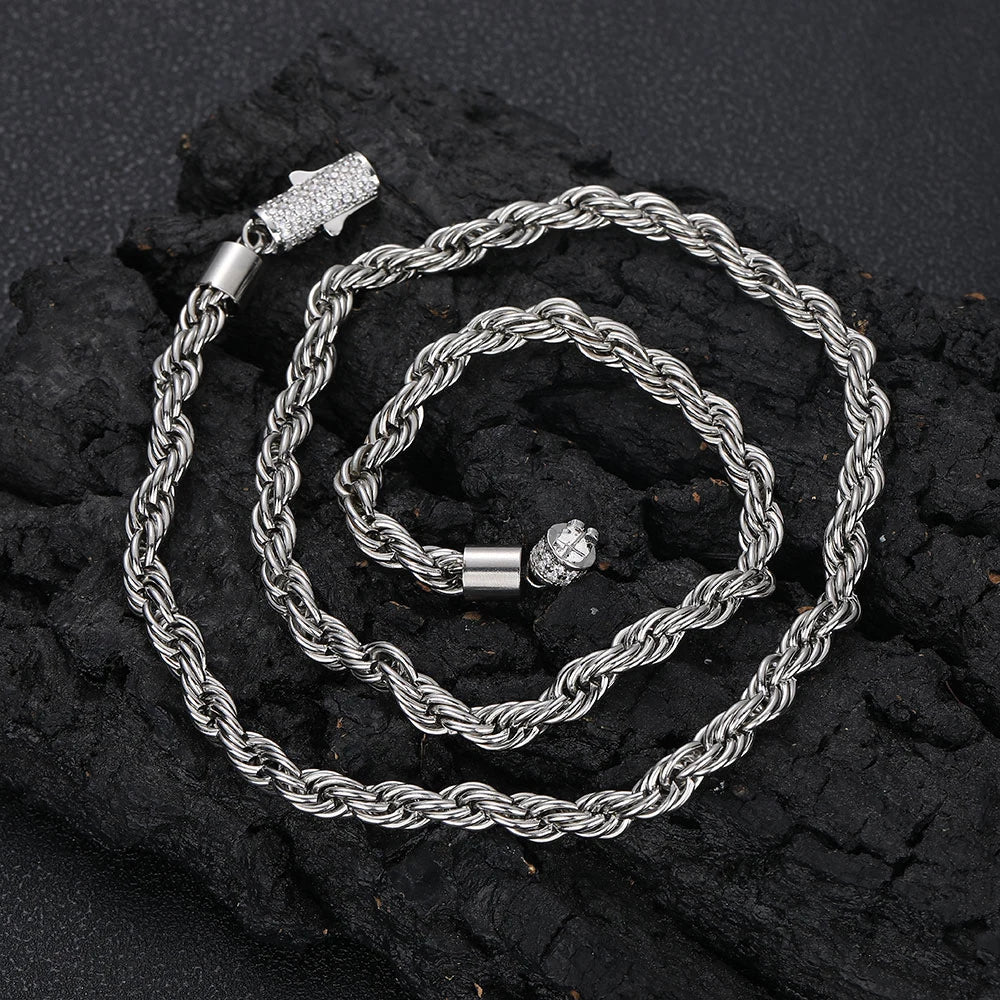 New Style 6mm Iced Out Clasp Rope Chain