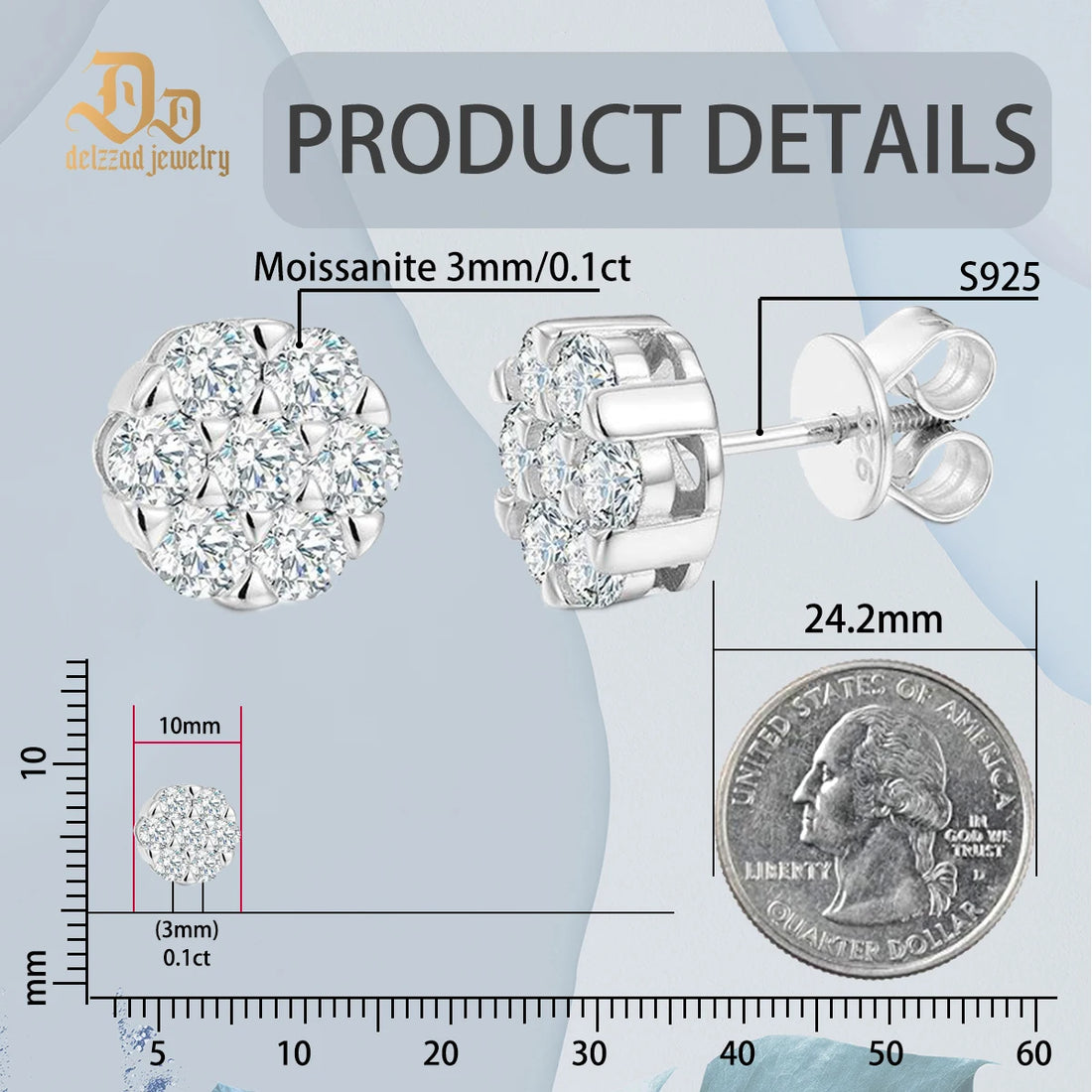 Luxury Sparkling 925 Sterling Silver D Color Moissanite