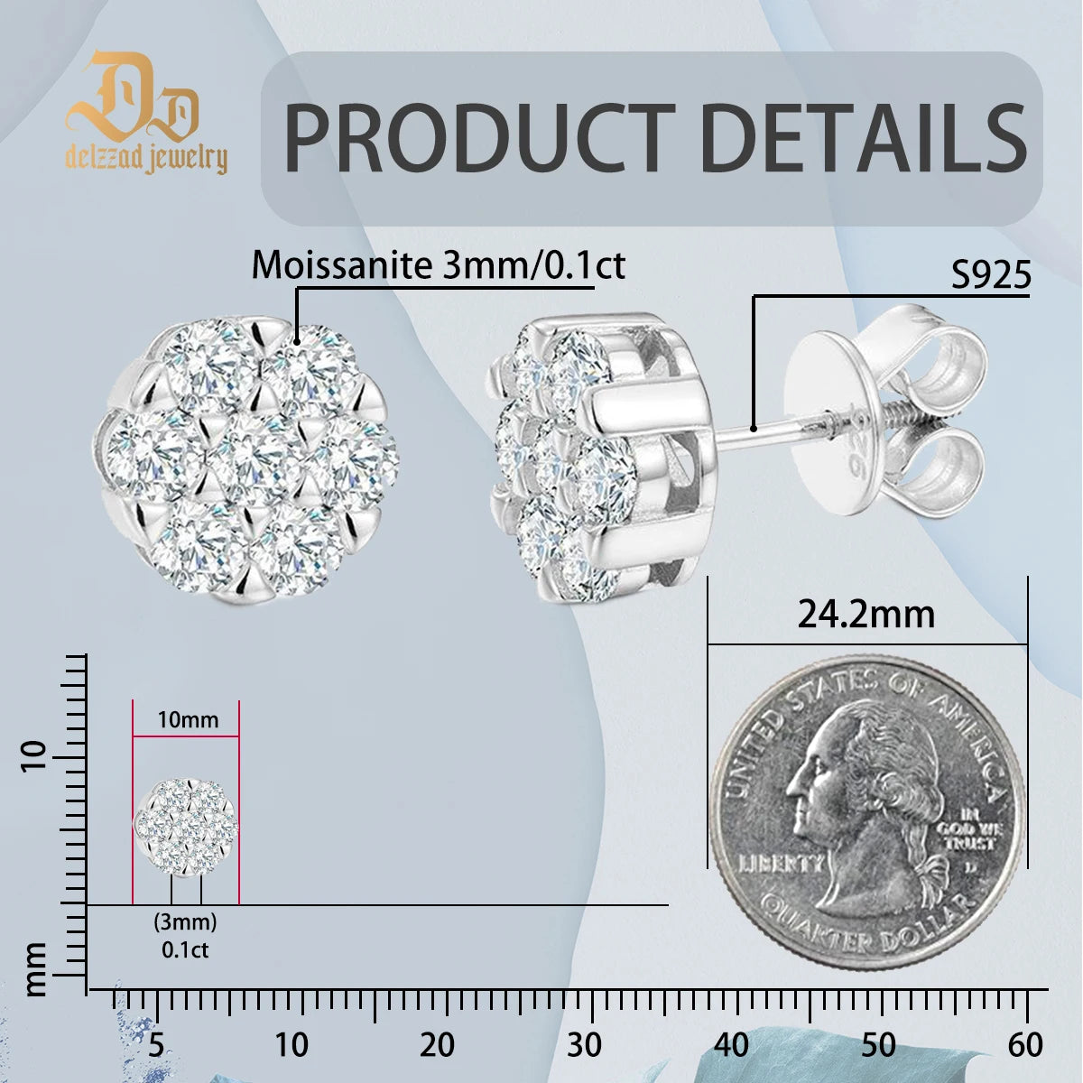Luxury Sparkling 925 Sterling Silver D Color Moissanite