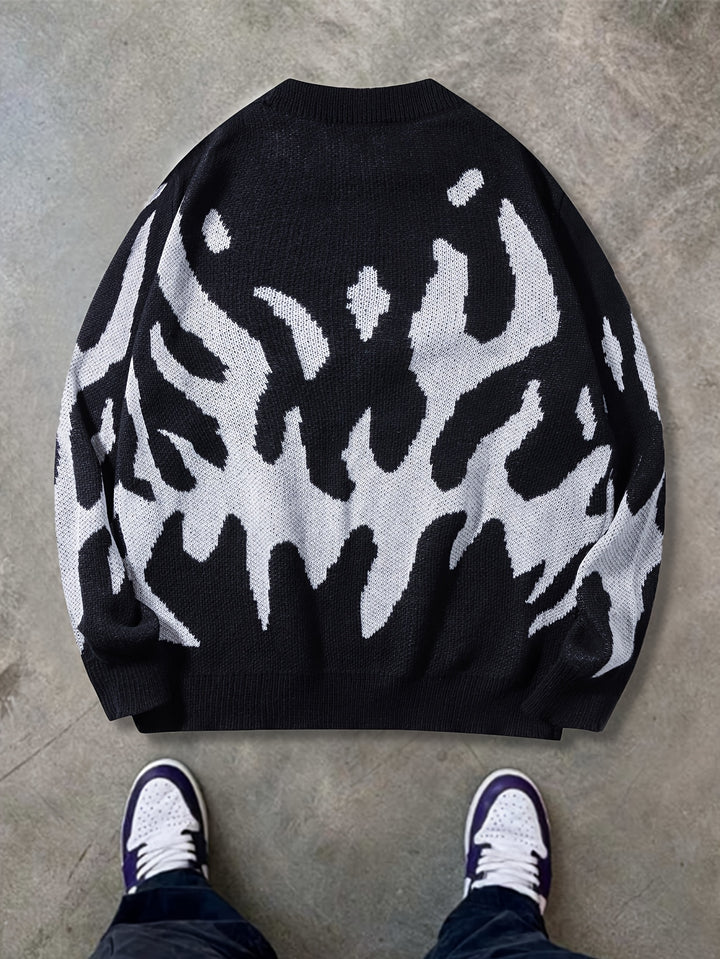 Men'S Trendy Flame Pattern Knit Sweater