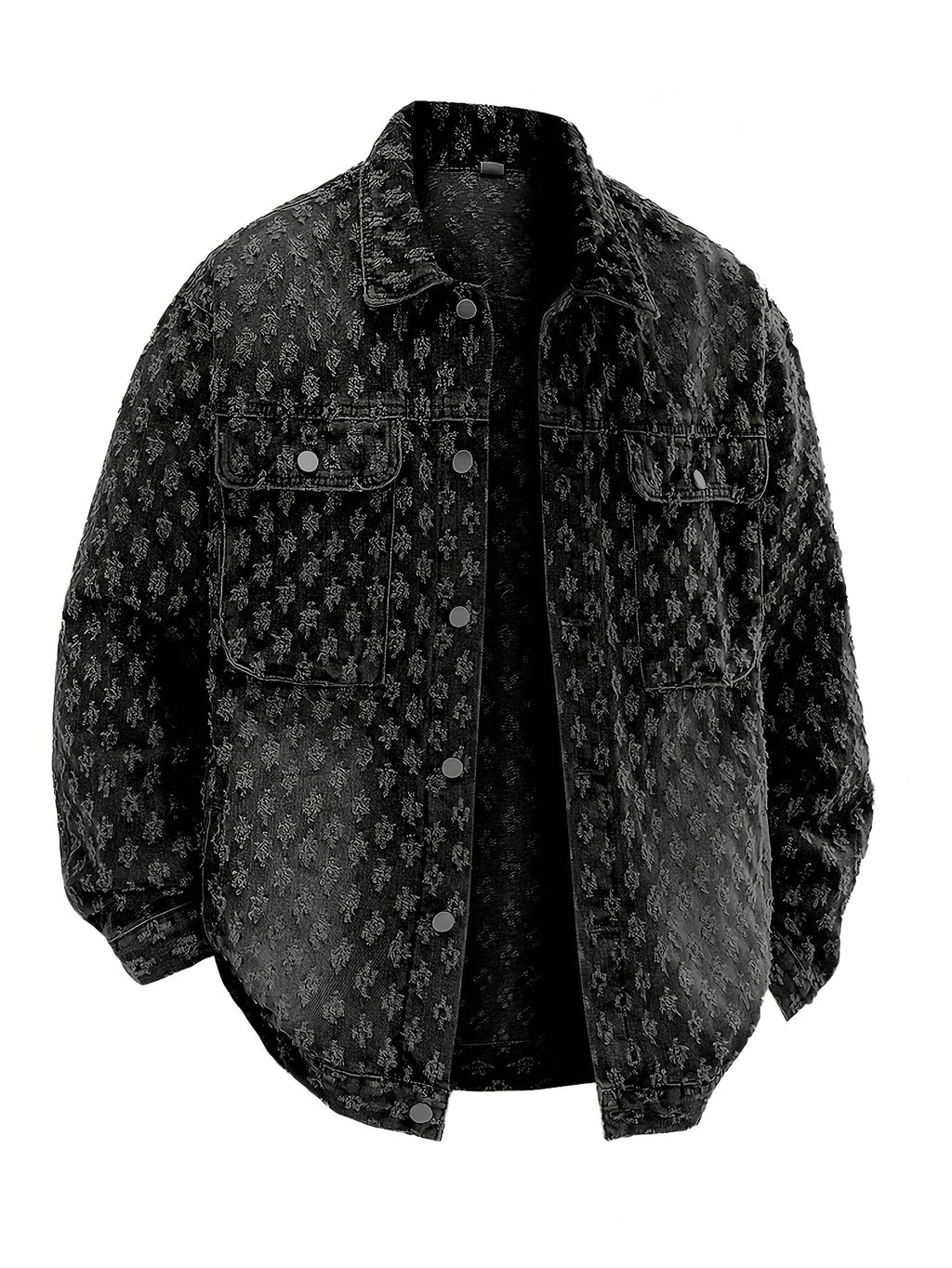 Men's Vintage monogram Distressed Black Denim Jacket
