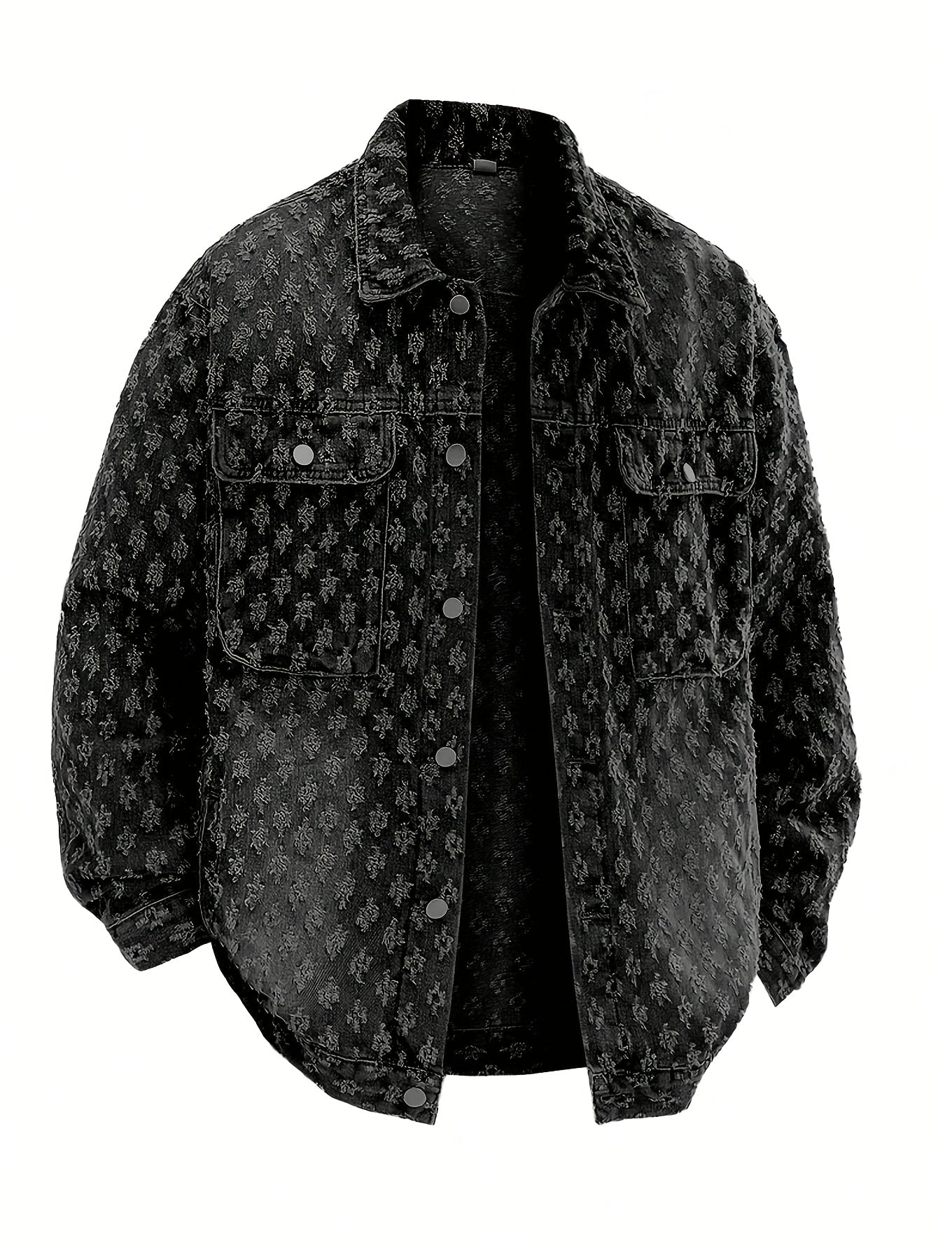 Men's Vintage monogram Distressed Black Denim Jacket