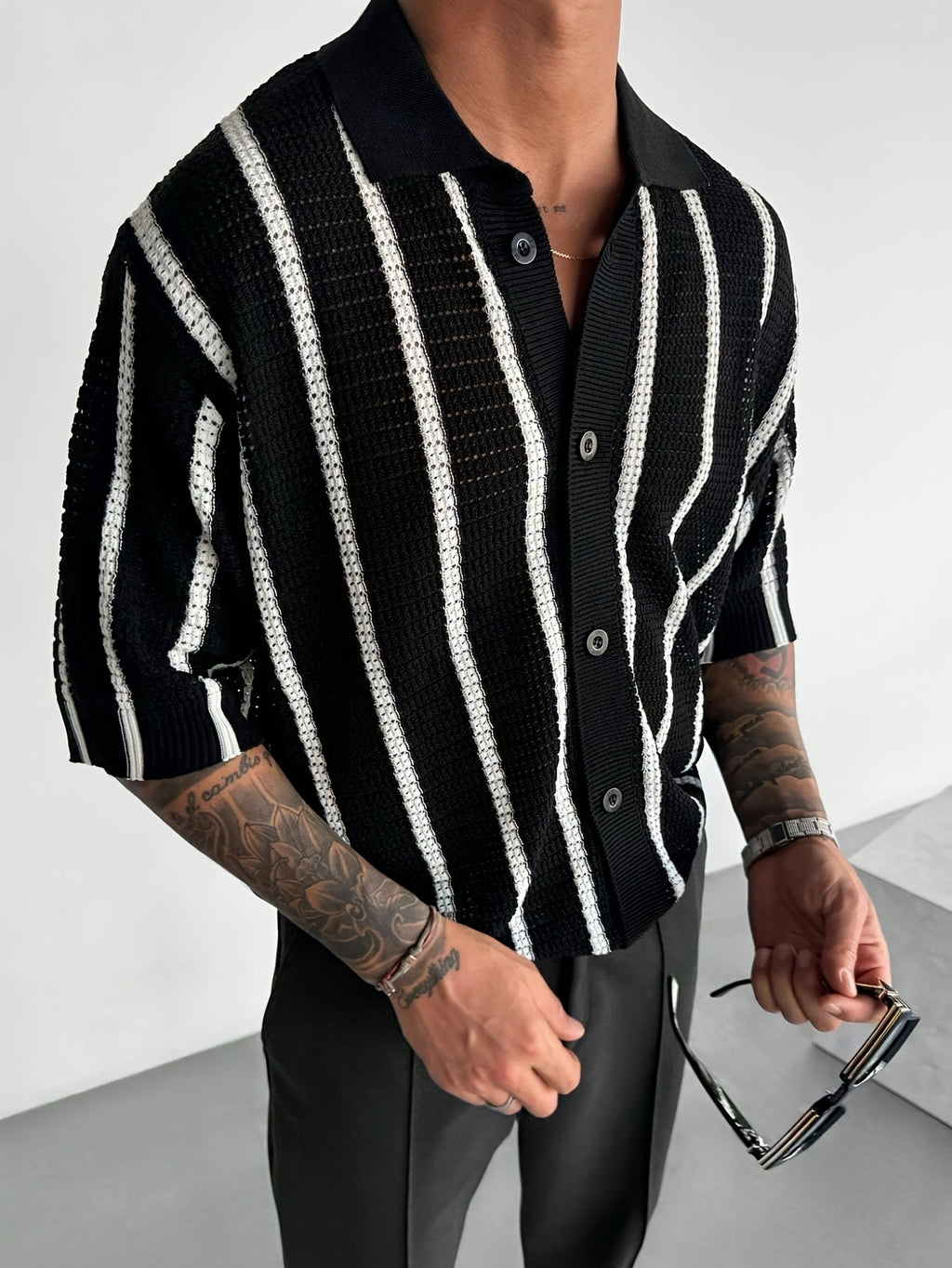 Men's Semi-Sheer Knit Pullover